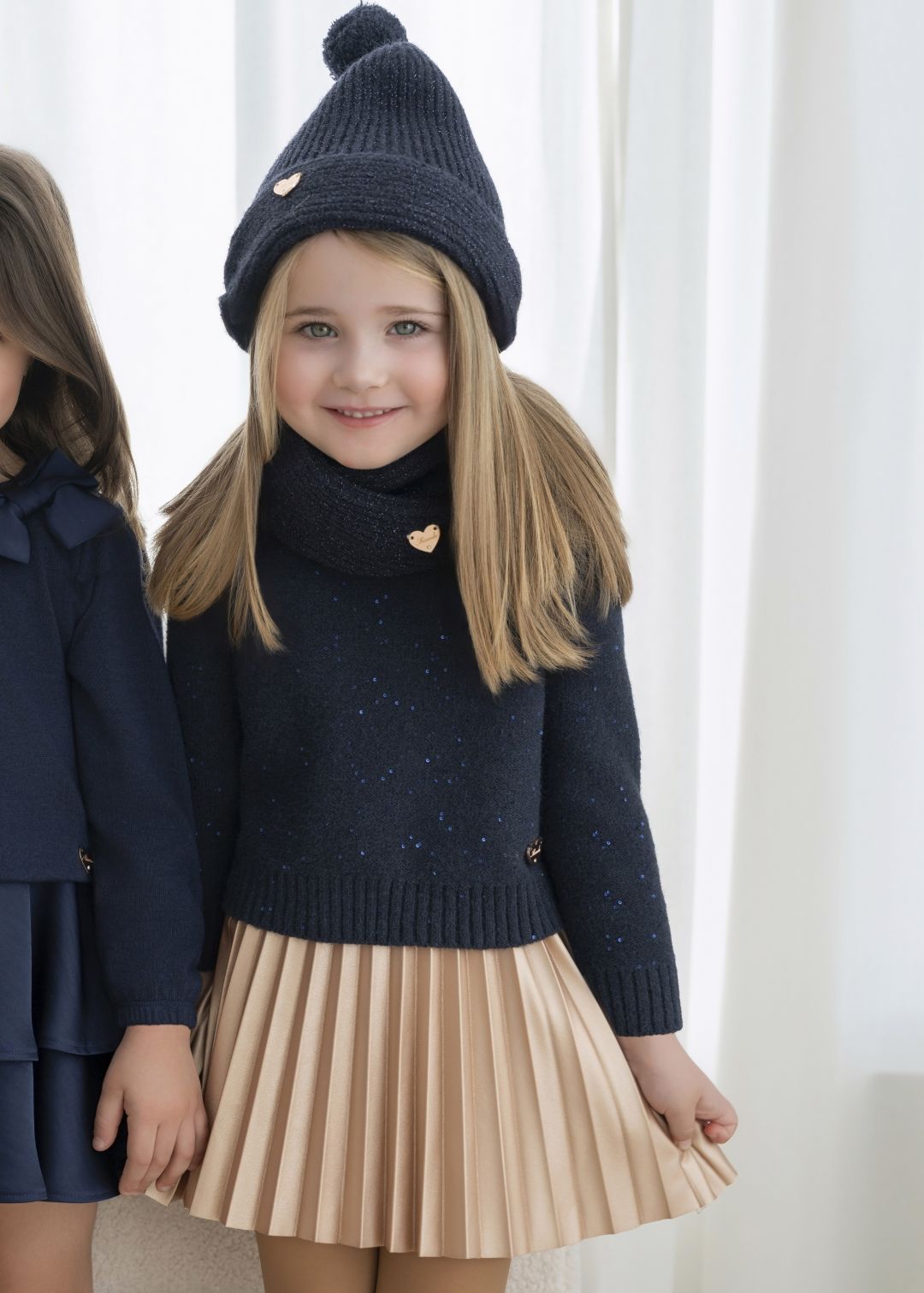 Conjunto infantil niña jersey falda oro rosa miranda 0628