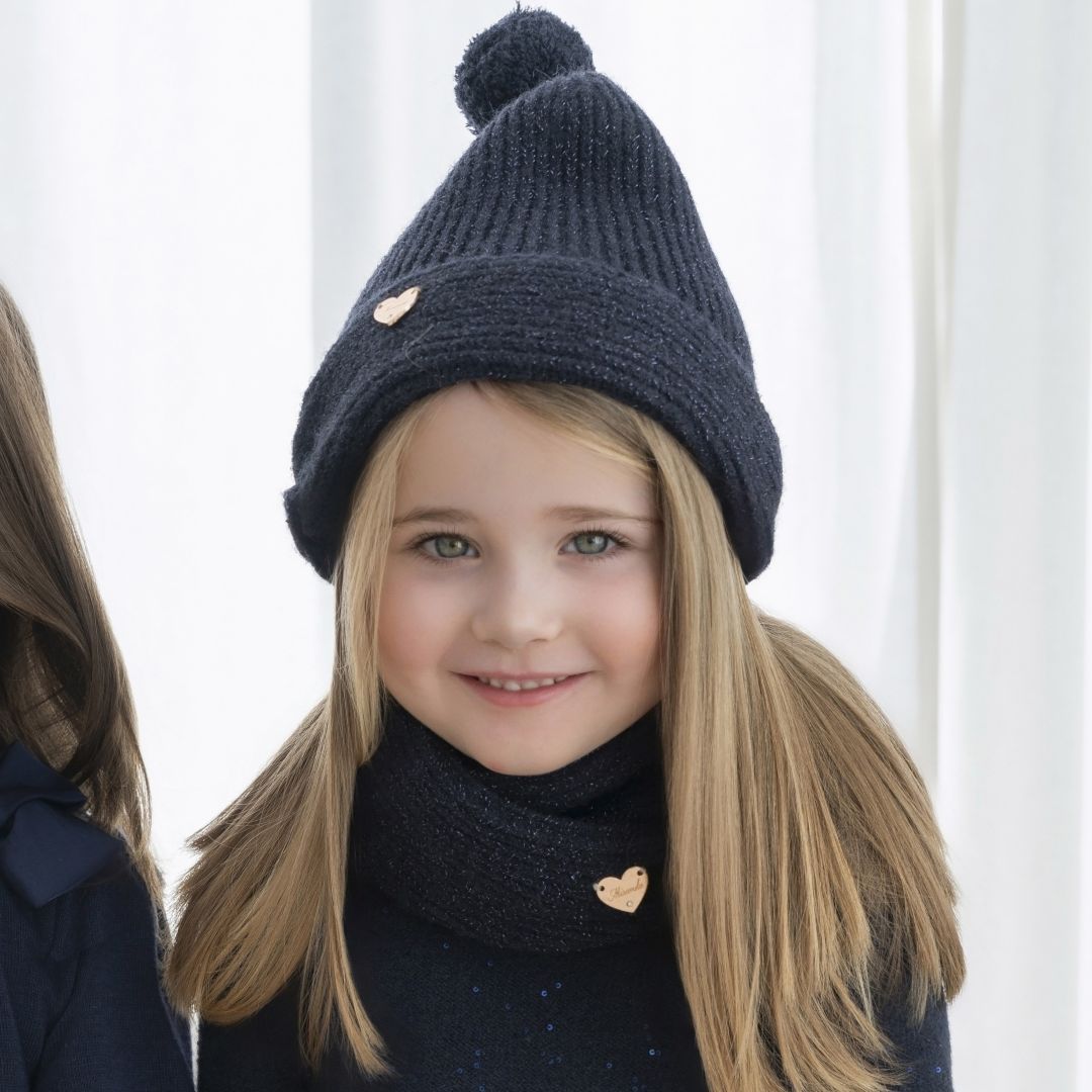 Gorro y cuello infantil niña marino miranda 0630