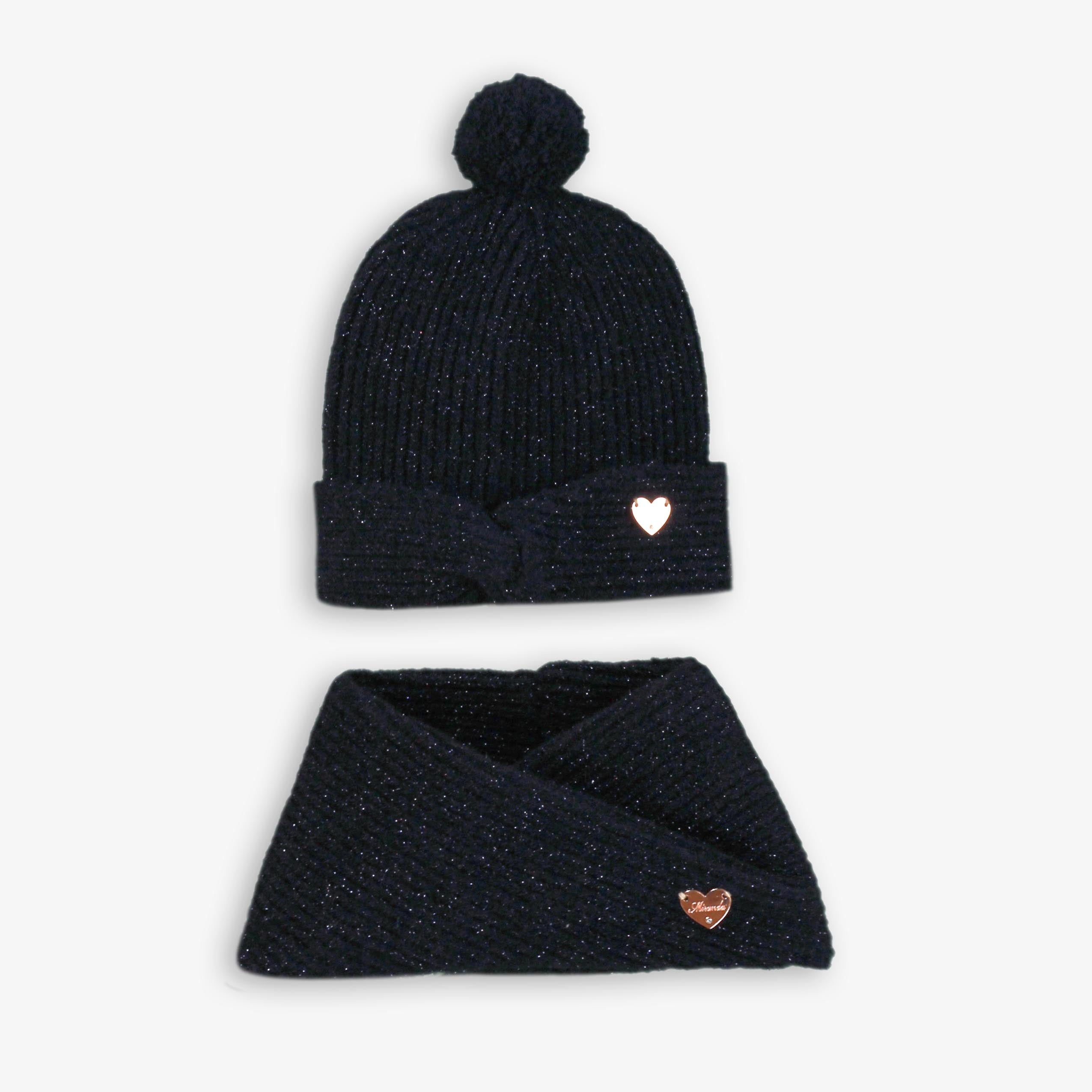 Gorro y cuello infantil niña marino miranda 0630