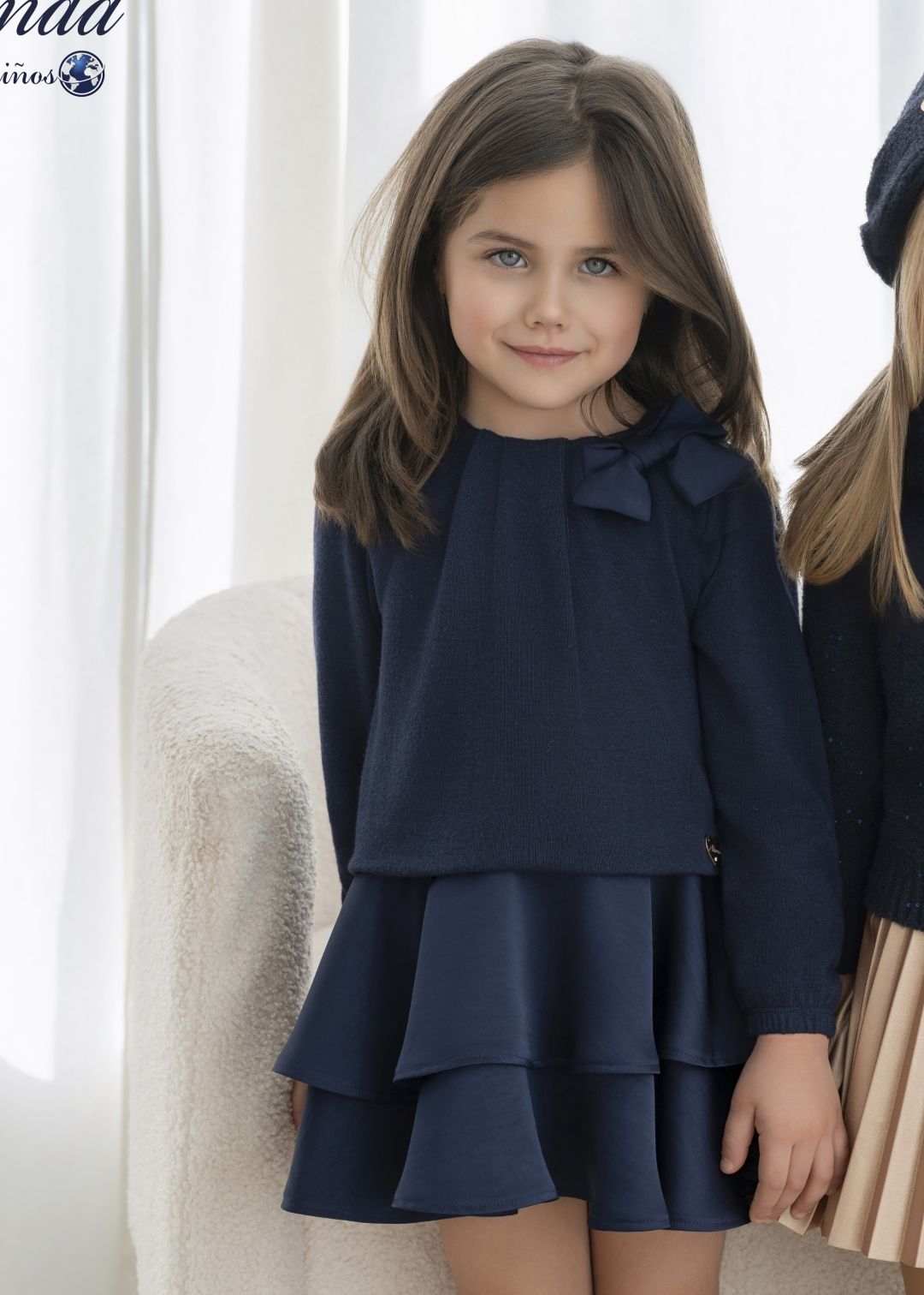 Vestido infantil niña volantes marino miranda 0630