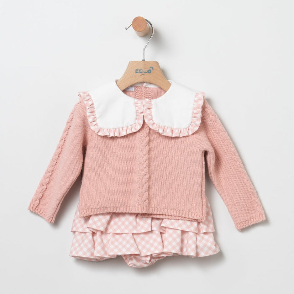 Conjunto de bebé niña de punto en rosa CocoAcqua 80222 - La boutique de AyA
