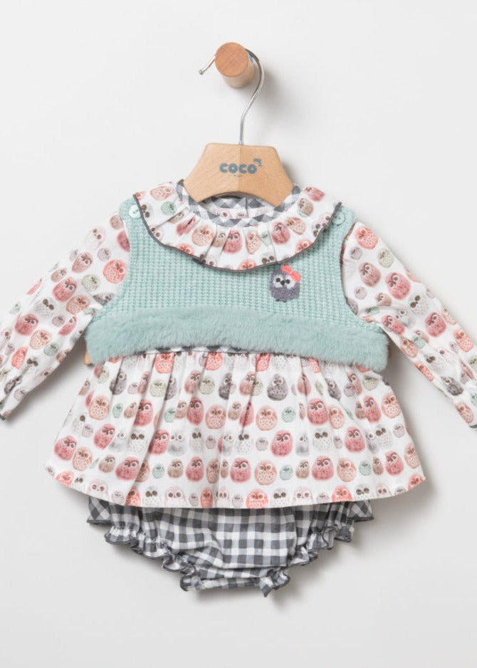 Conjunto de bebé niña con buhitos multicolor COCO ACQUA 80237 - La boutique de AyA