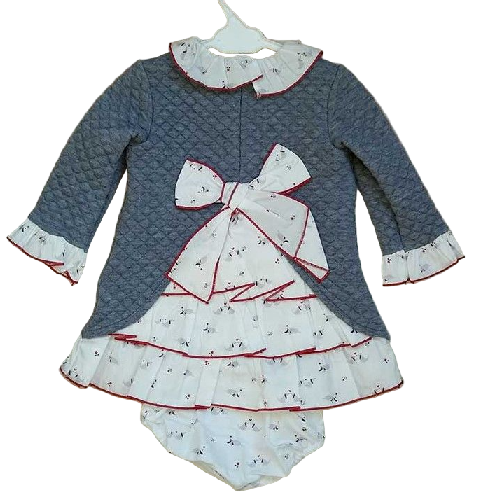 Vestido y braguita perritos gris coco acqua 80267