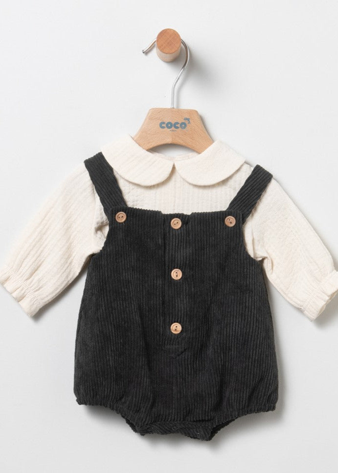 Conjunto de bebé niño con ranita de pana en gris CocoAcqua 80306 - La boutique de AyA