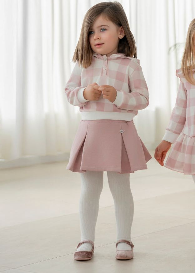 Conjunto sudadera y falda pantalón cuadros rosa Miranda 0618