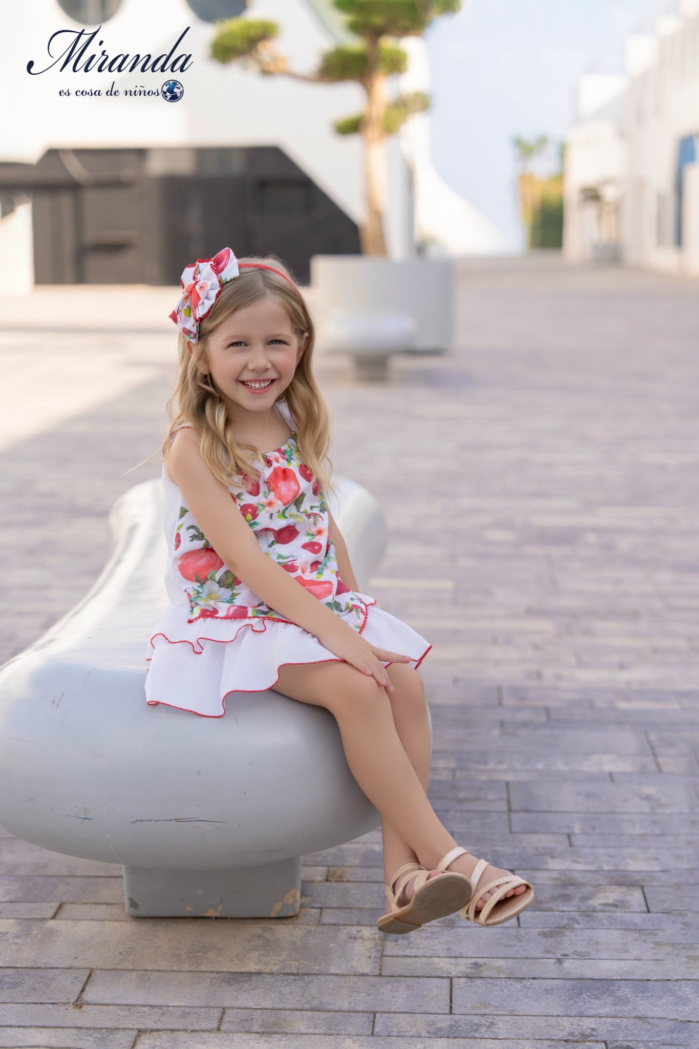 Vestido niña estampado frutas con volantes Miranda 0600