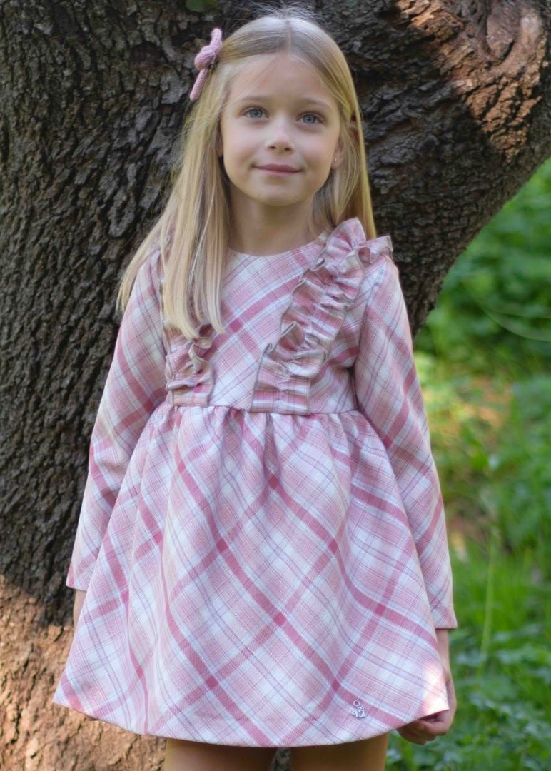 Moda Infantil Vestido Nekenia Rosa Vestido Niña Nekenia Cuadros