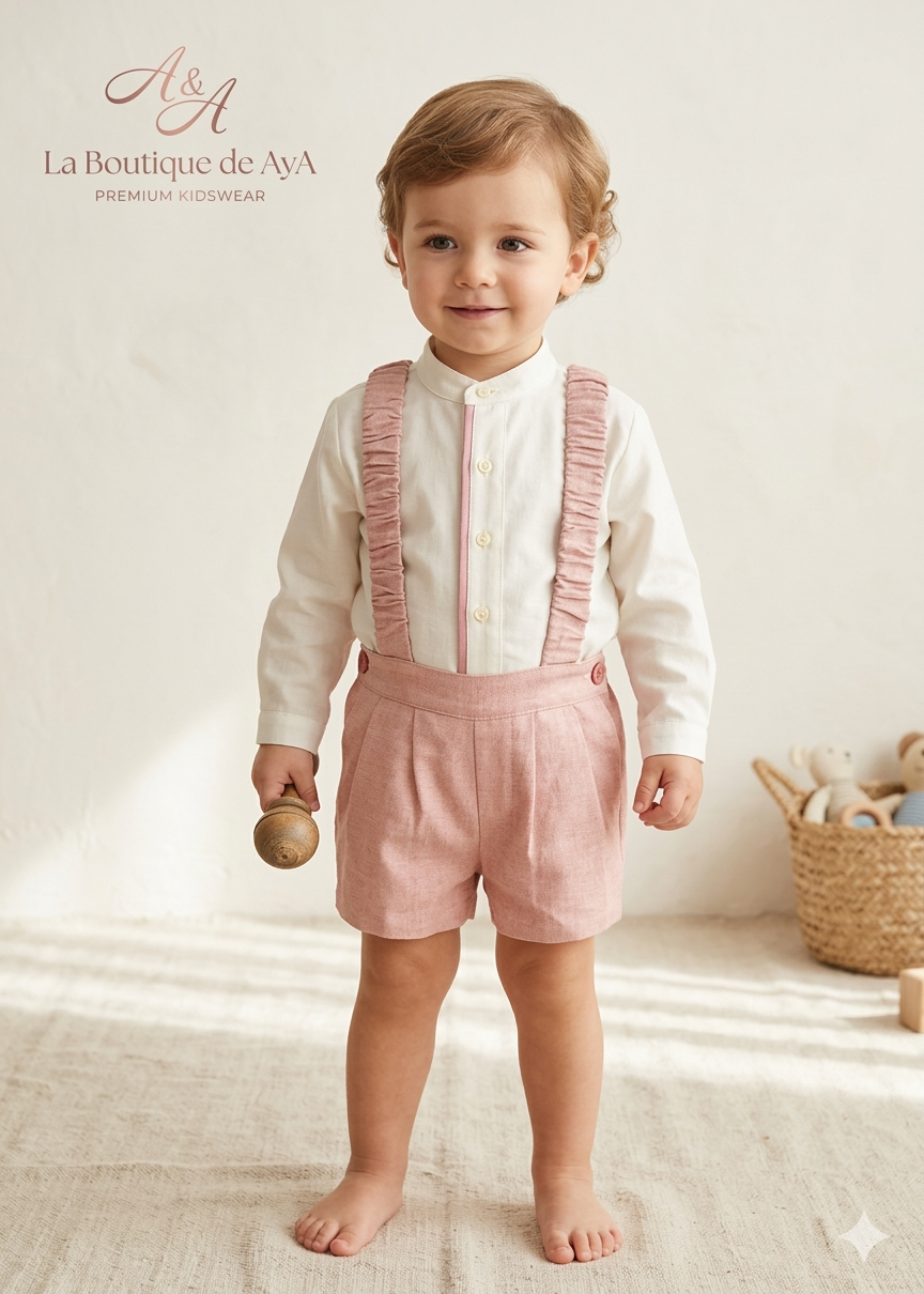 Conjunto de Niño con Tirantes y Camisa Cuello Mao - Miranda 0140