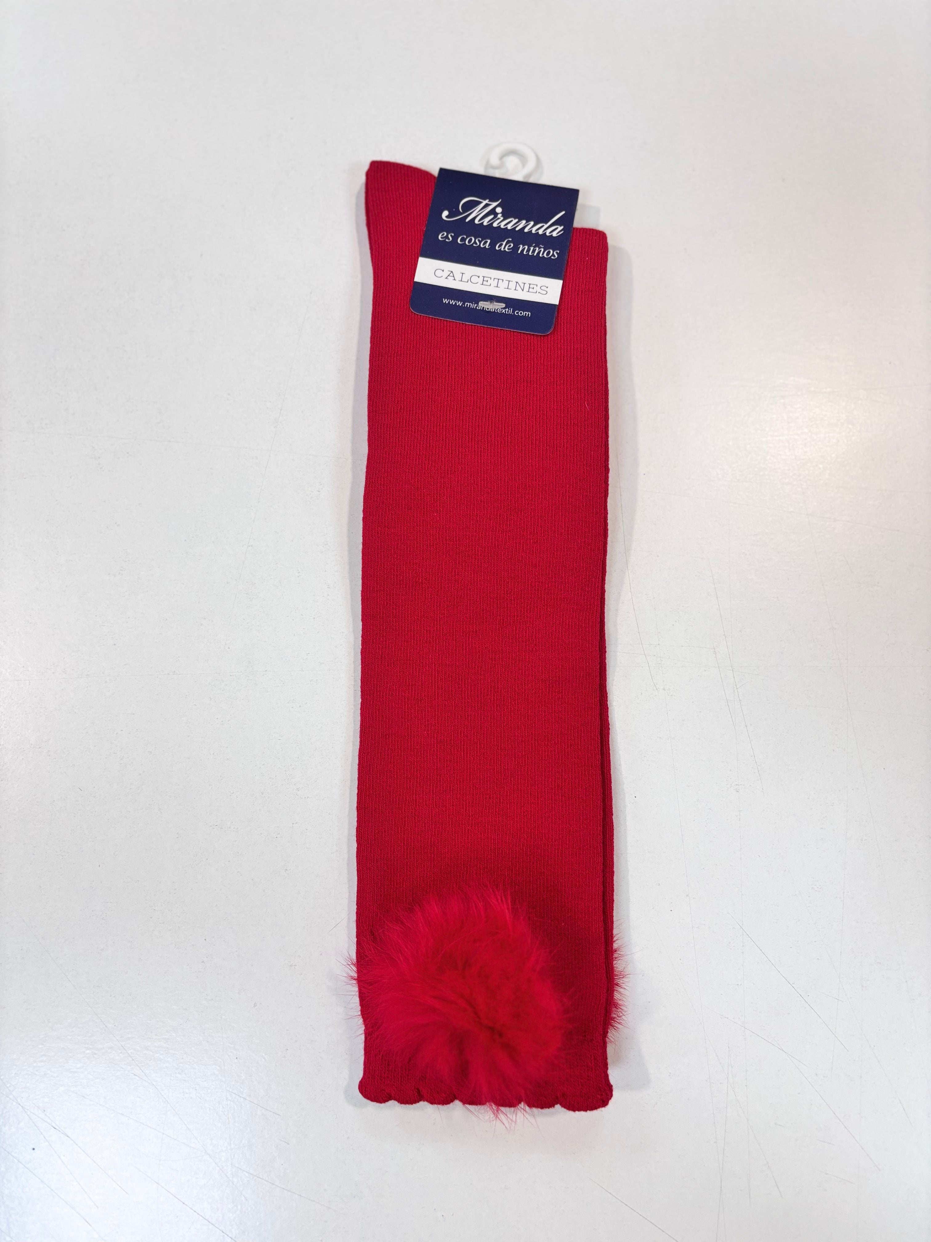 Calcetin pompon niña rojo Miranda 1505