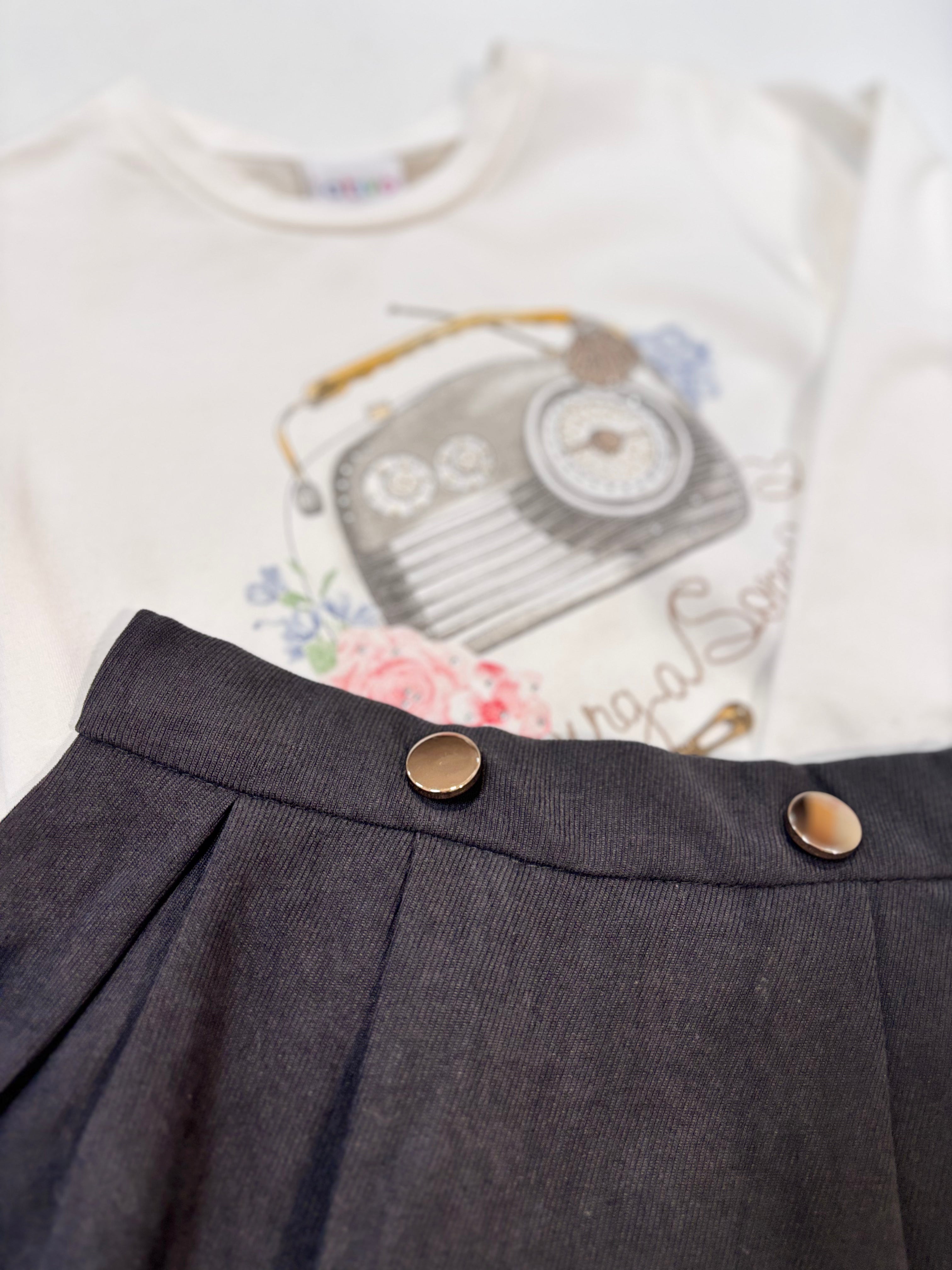 Conjunto camiseta falda terciopelo 1253