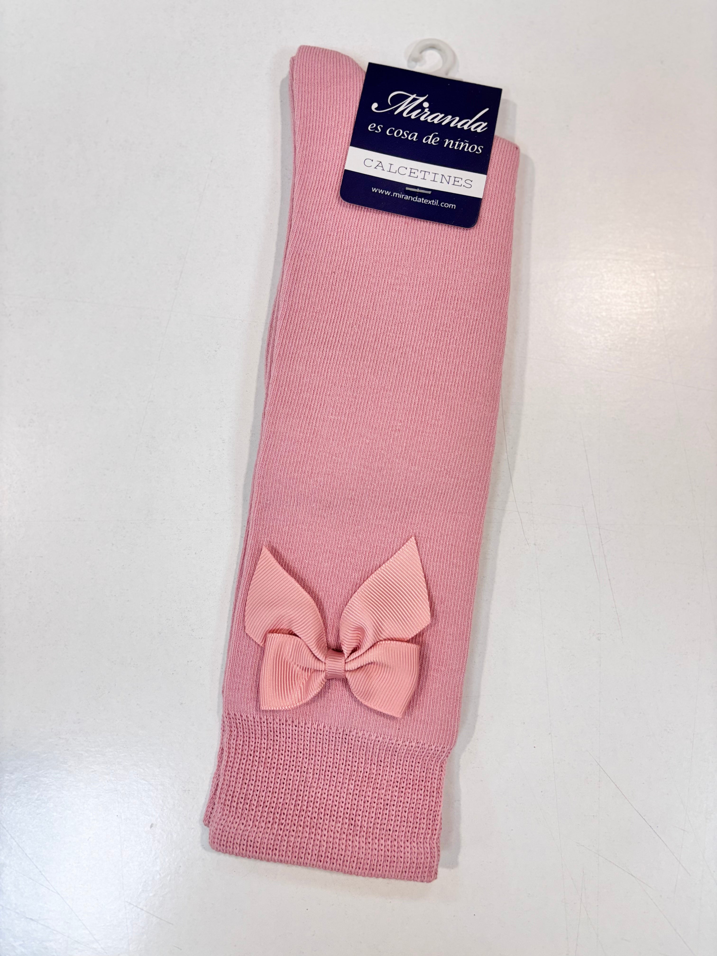 Calcetin lazo raso niña rosa Miranda 1502