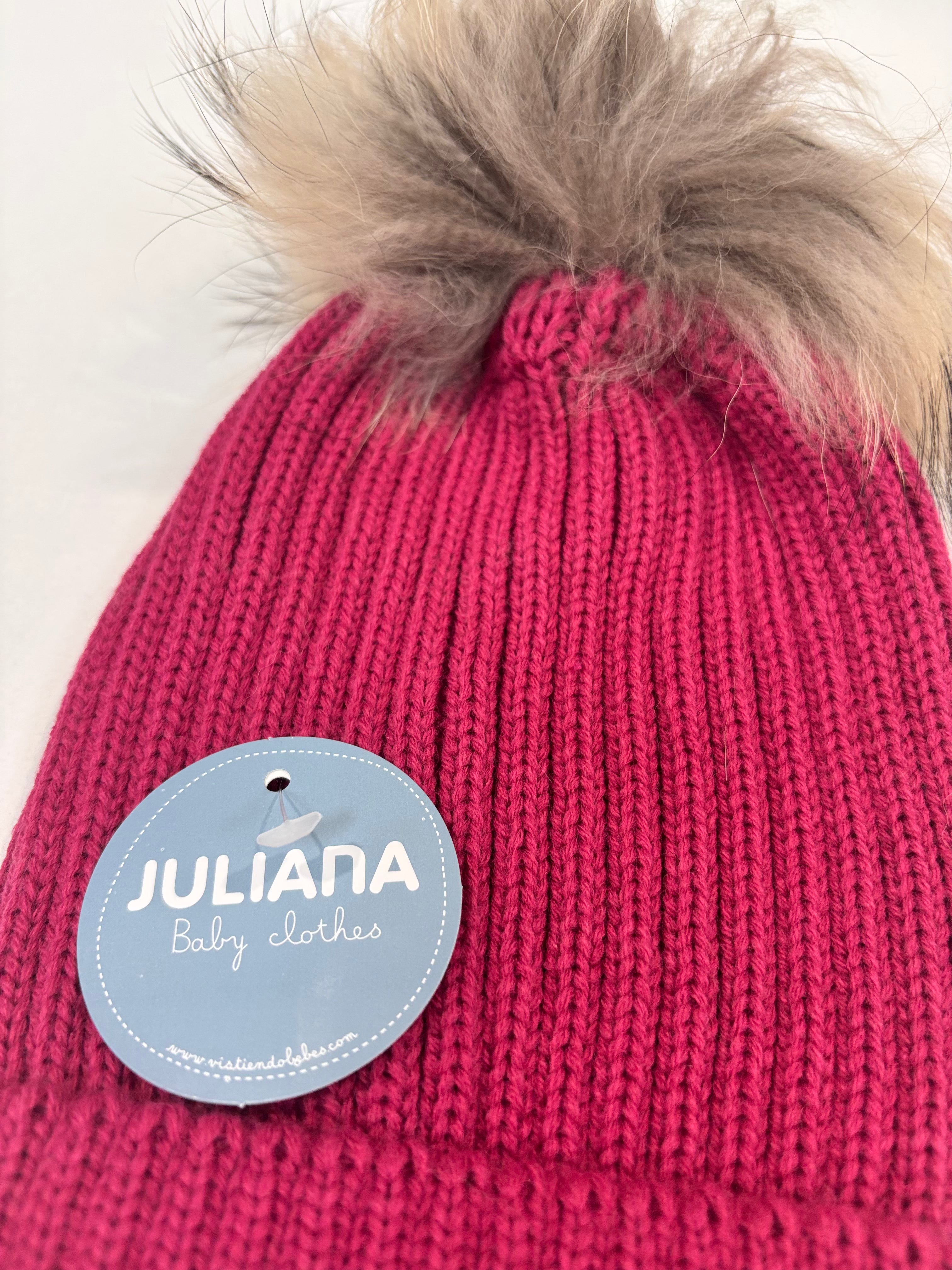 Gorro suelto canale pompon pelo fucsia JULIANA 50915