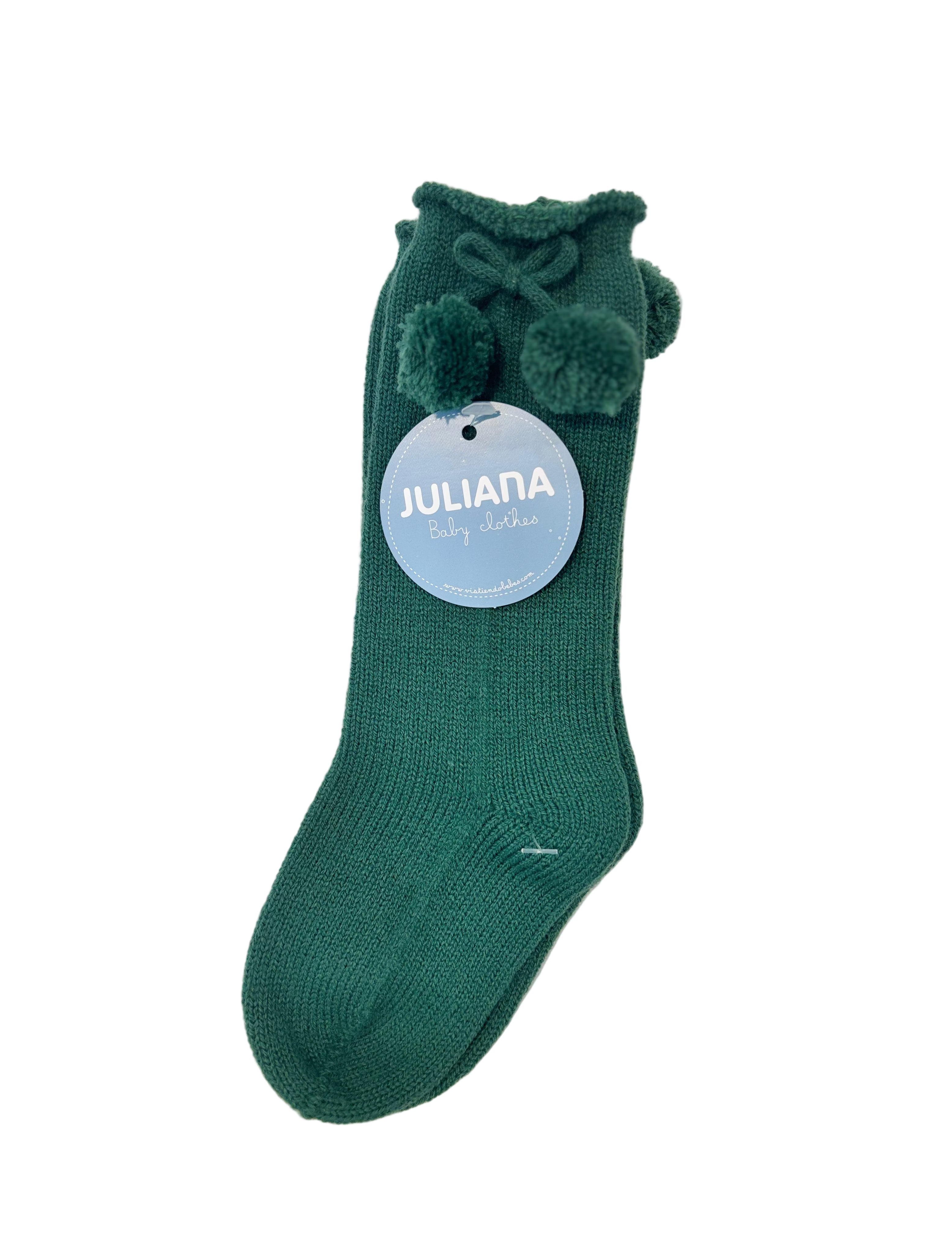 Calcetin pompones verde musgo JULIANA 52066