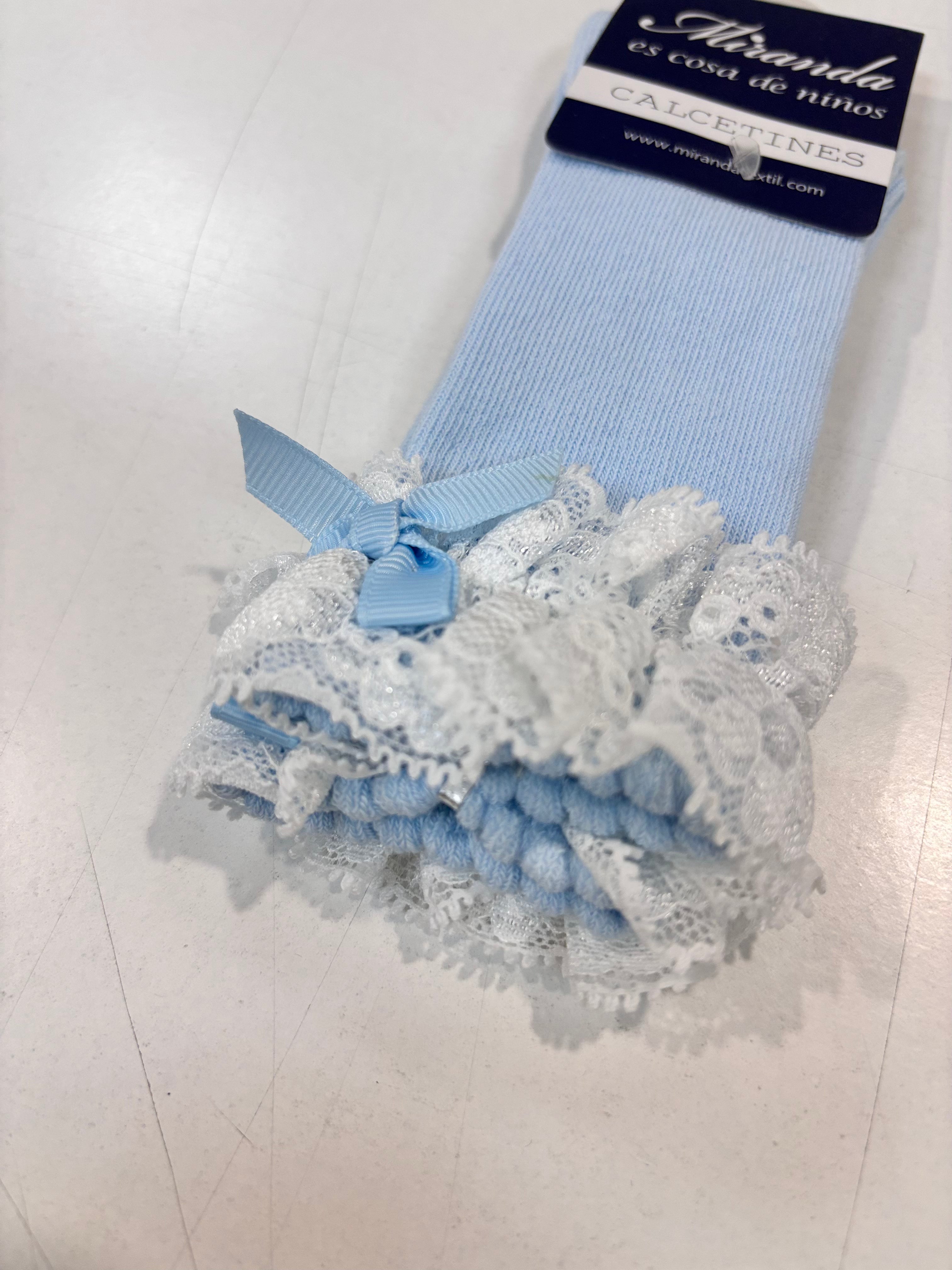 Calcetin puntilla niña celeste Miranda 1503