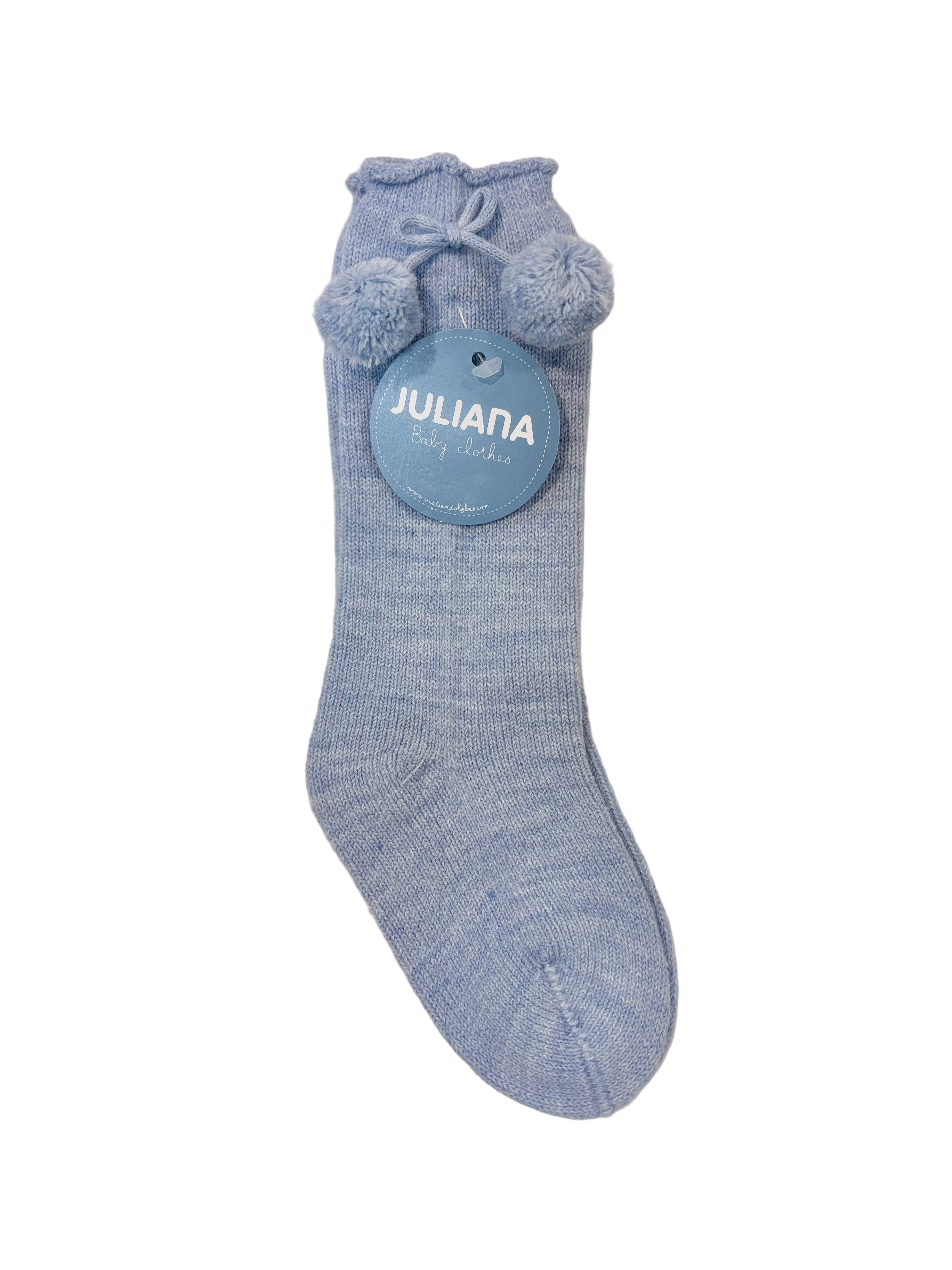 Calcetin pompones azul JULIANA 52078
