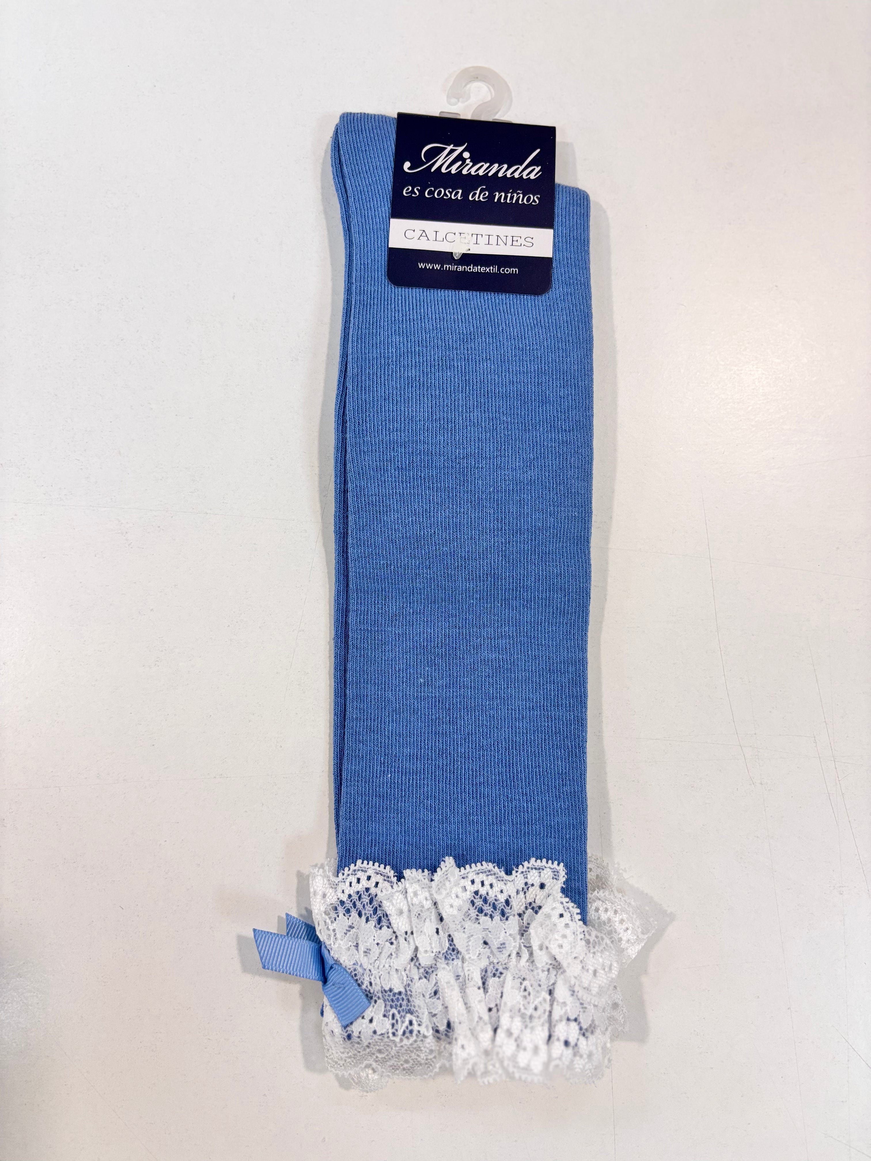 Calcetin puntilla niña azul Miranda 1503
