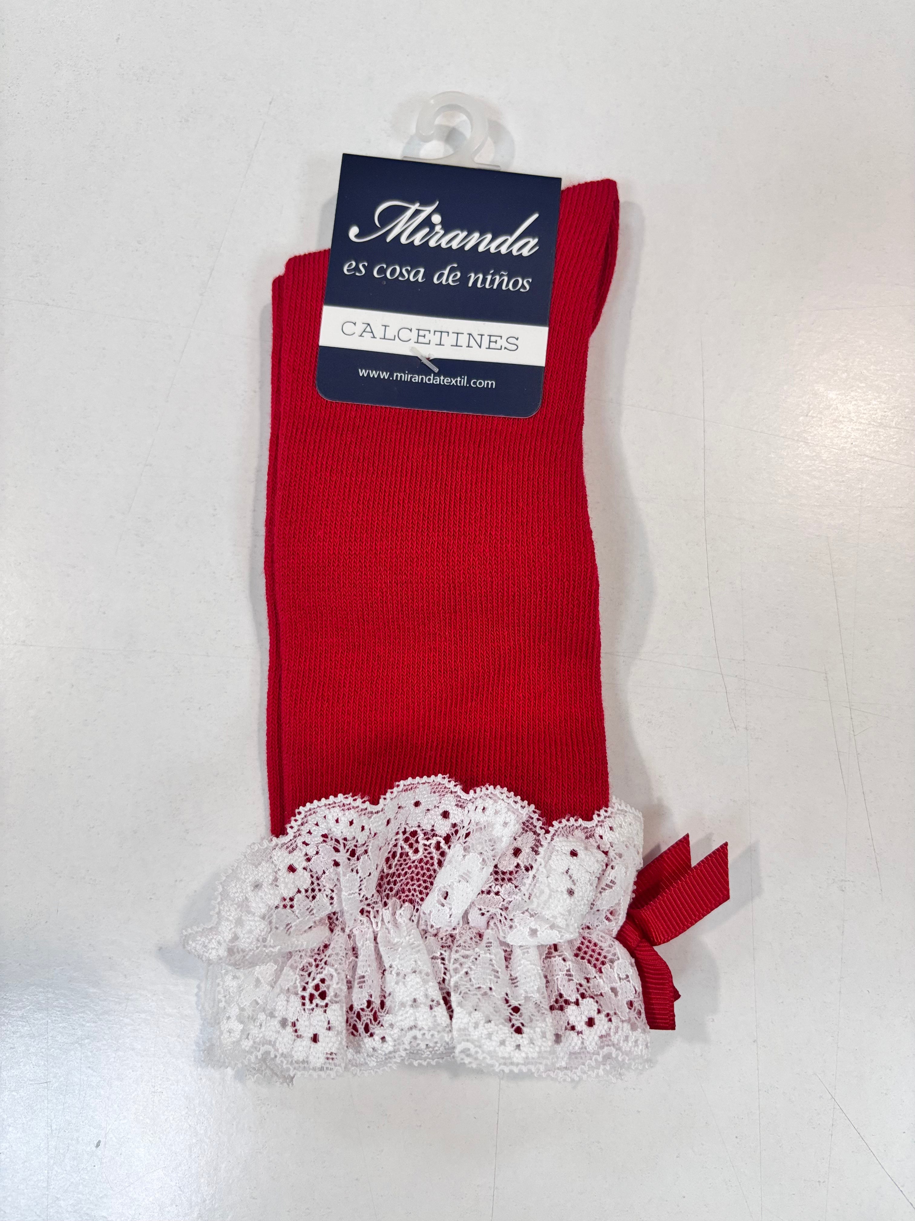 Calcetin puntilla niña rojo Miranda 1503