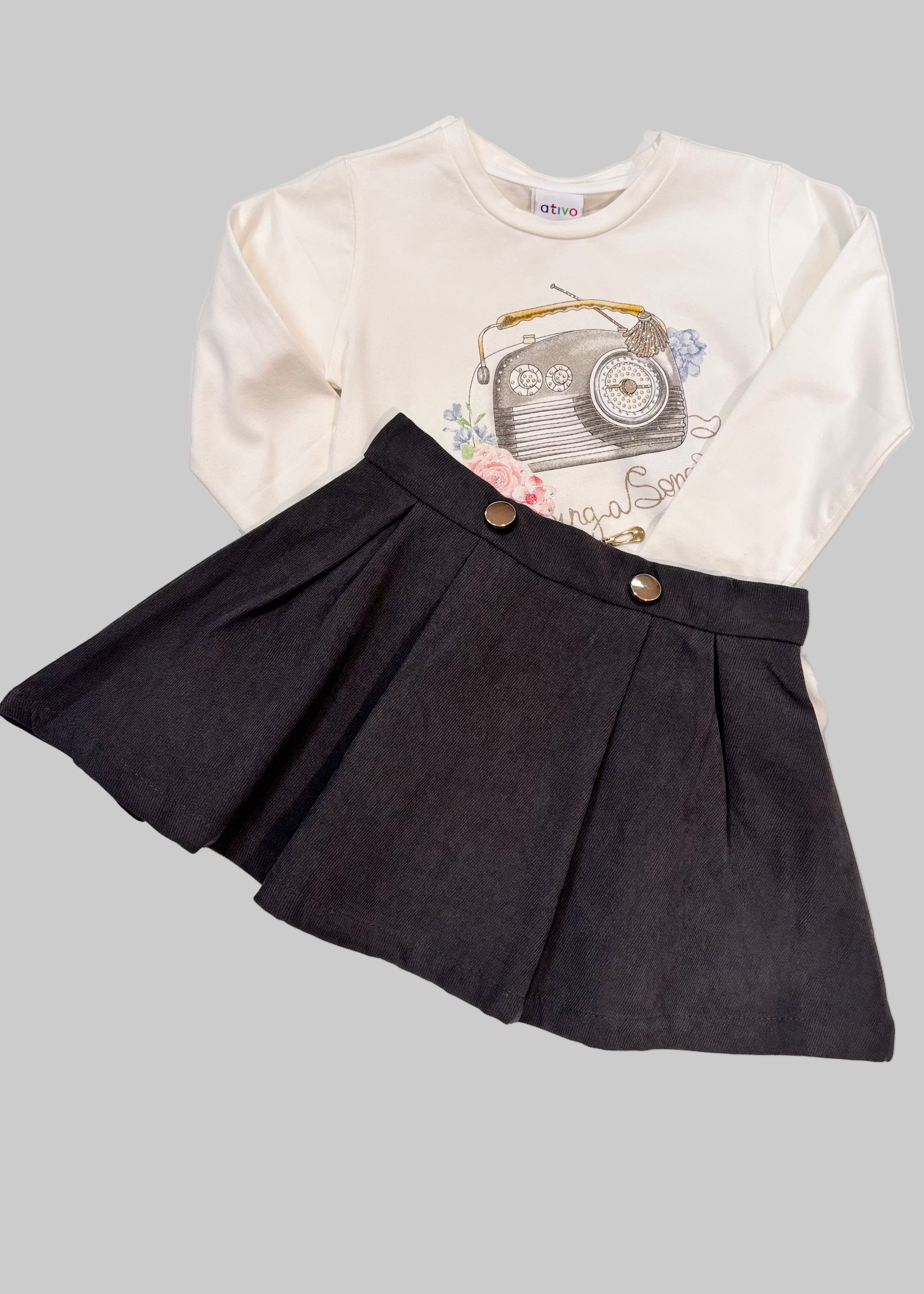 Conjunto camiseta falda terciopelo 1253