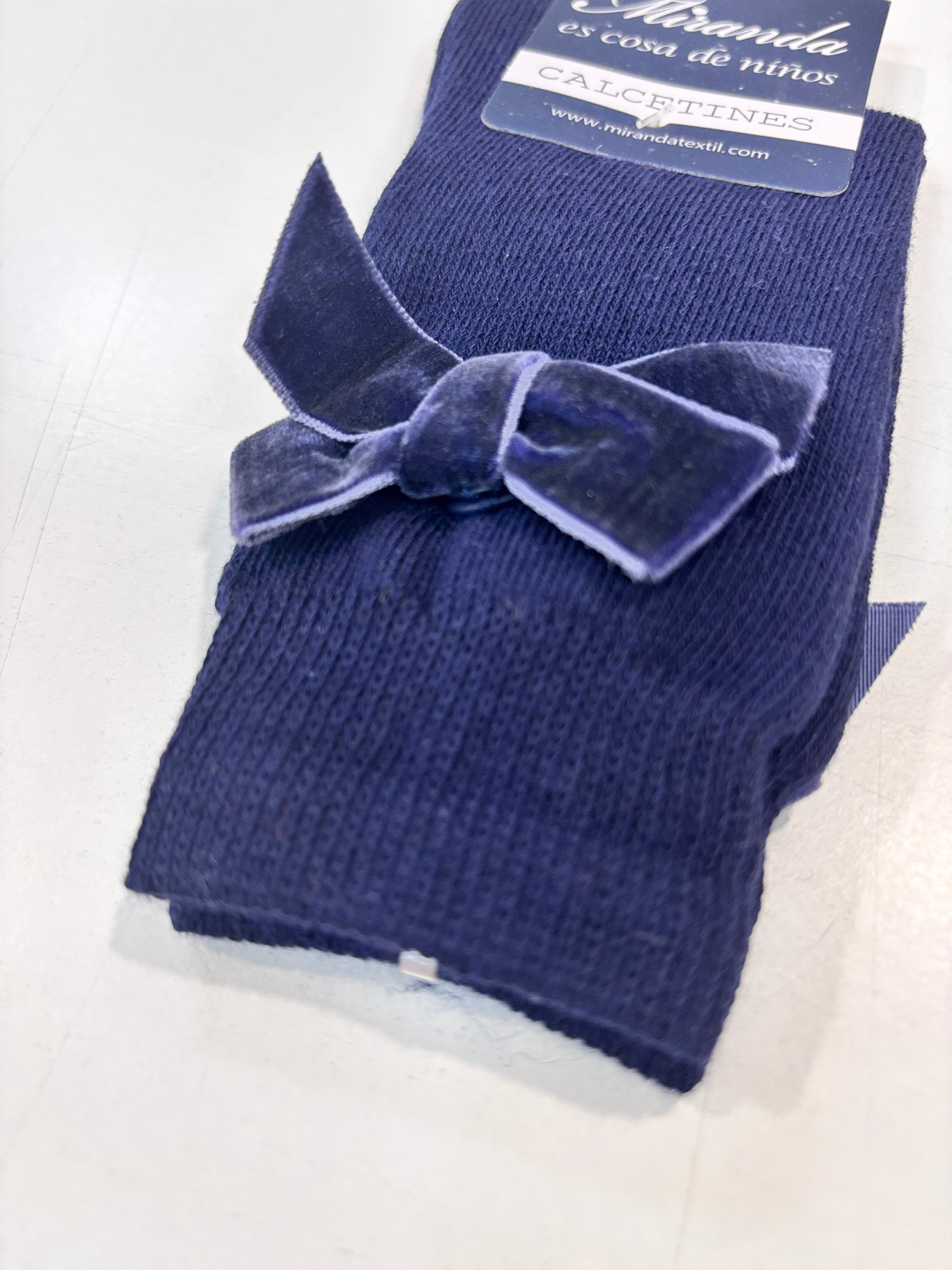 Calcetin lazo terciopelo niña marino Miranda 1502