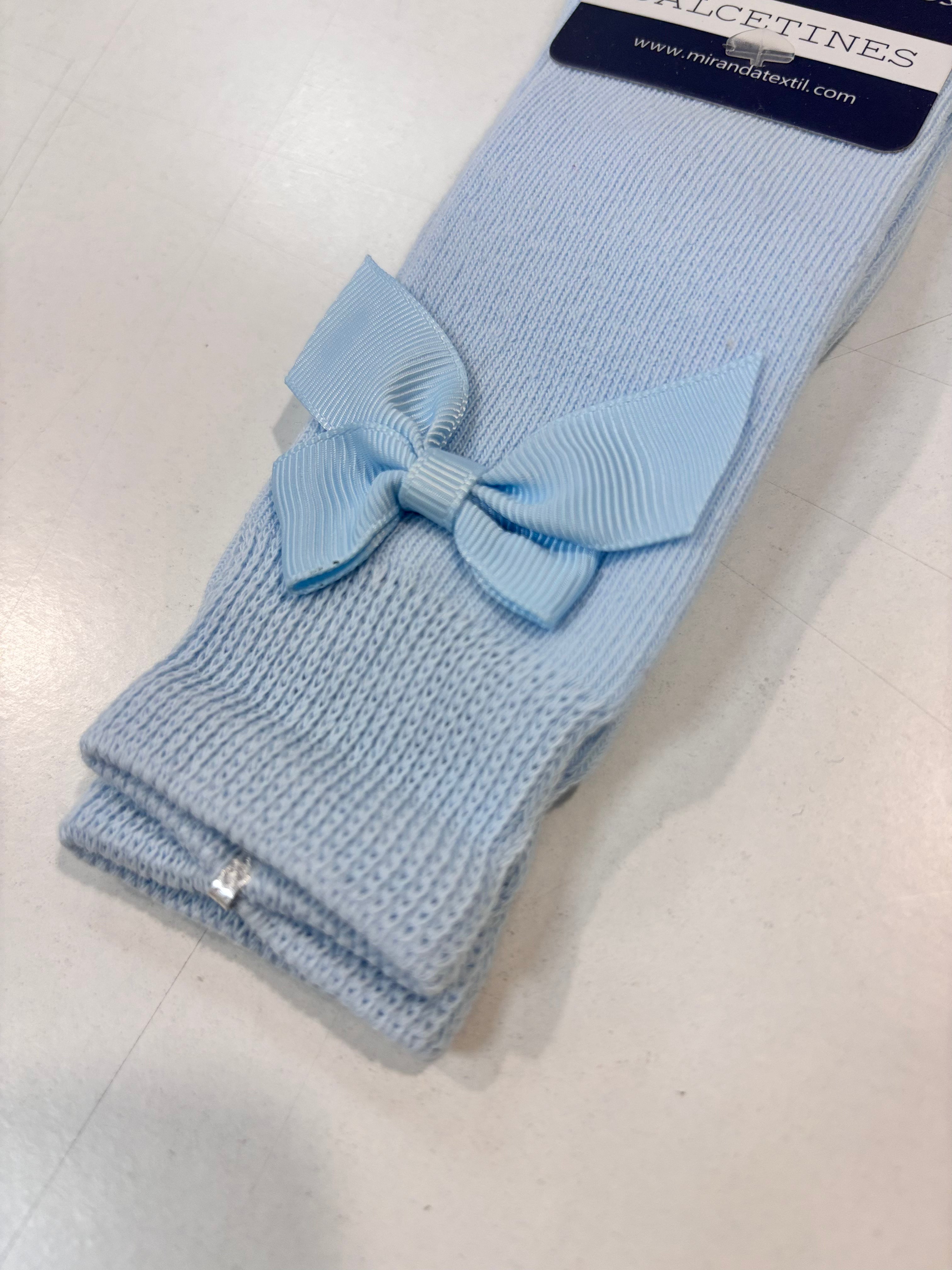 Calcetin lazo raso niña celeste Miranda 1502