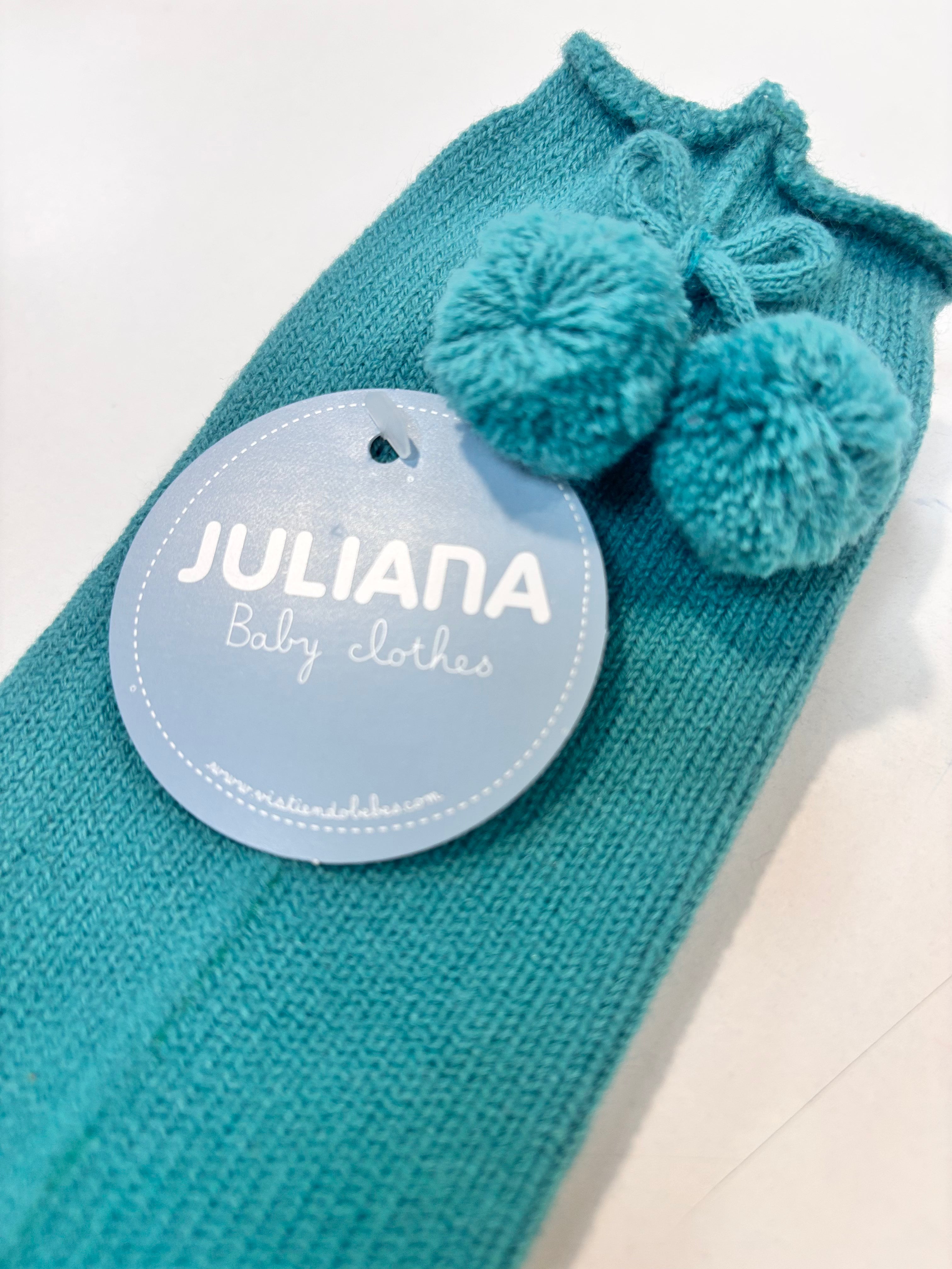 Calcetin pompones verde baltico JULIANA 52039