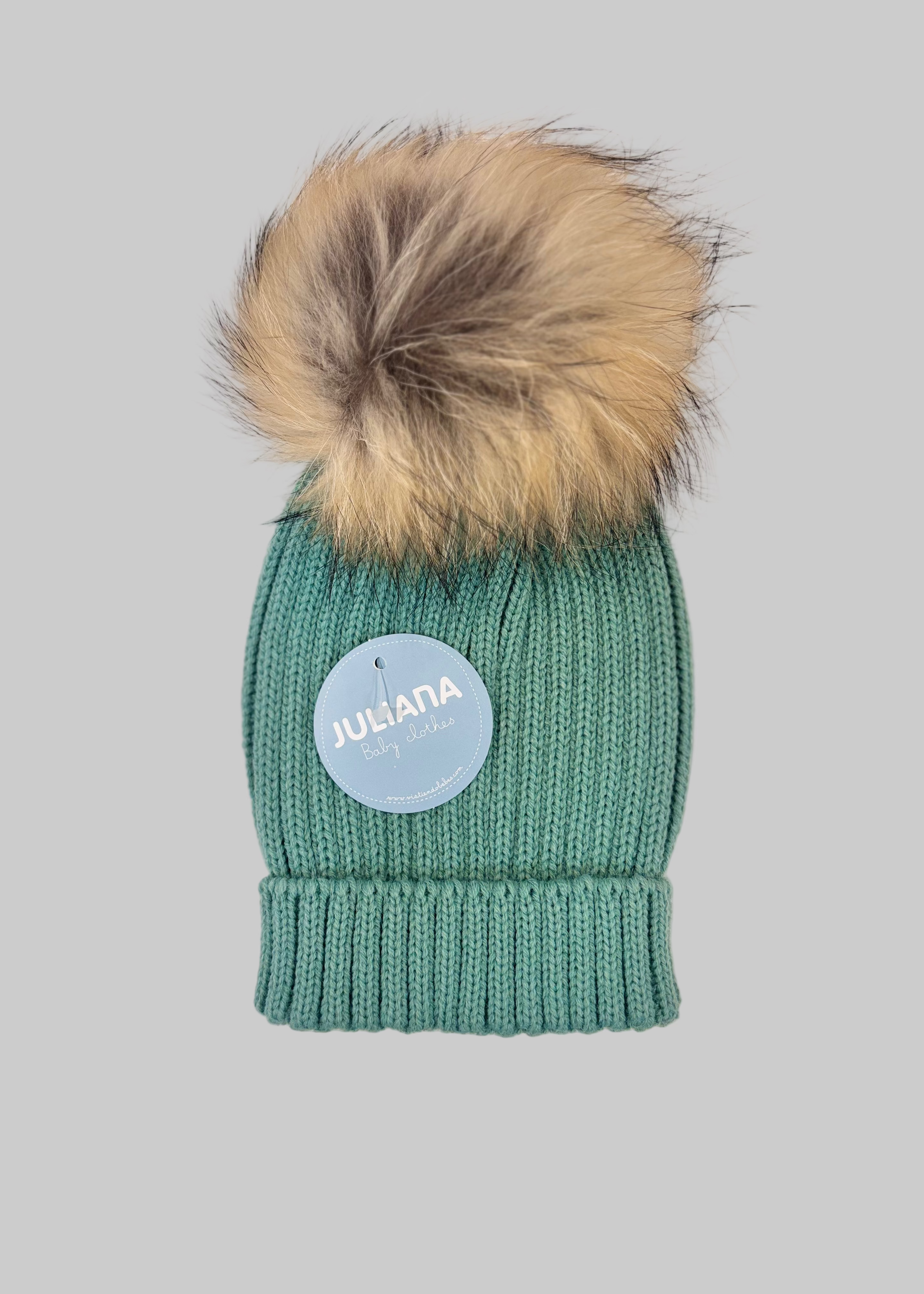 Gorro suelto canale pompon pelo verde hoja JULIANA 50919