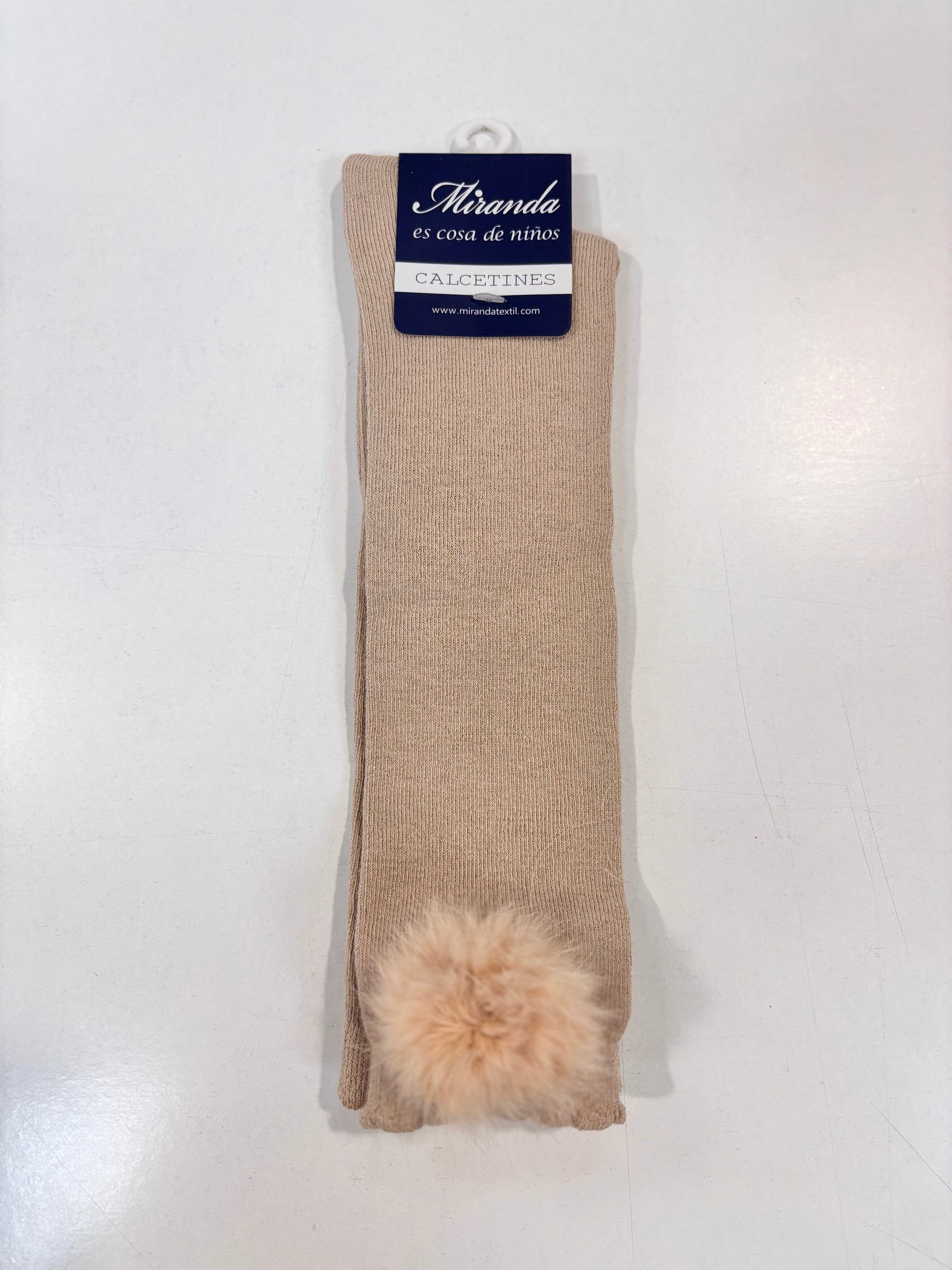 Calcetin pompon niña Camel Miranda 1505