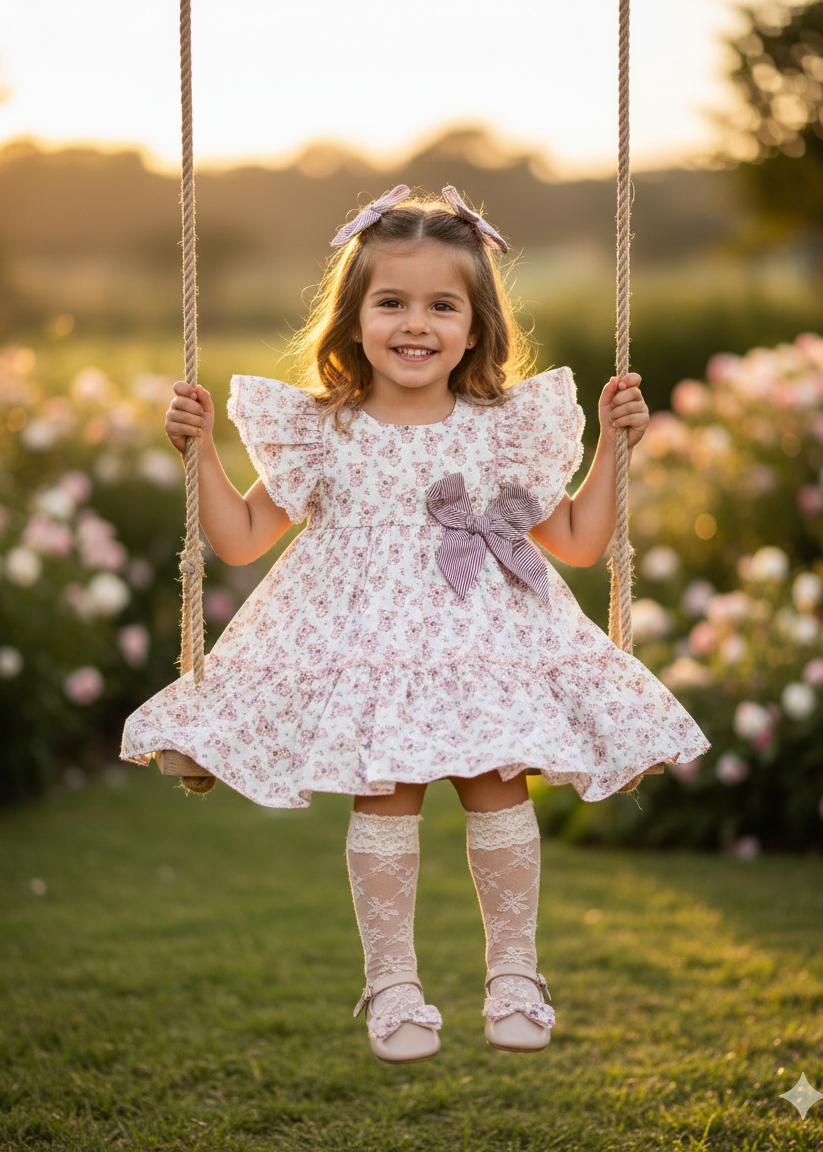 Vestido Niña Juliana Doble Volante Estampado Koalas con Lazo 26137| La Boutique de AyA