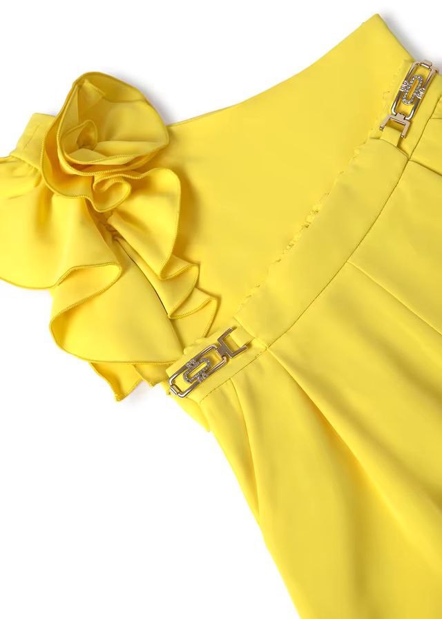 Conj. bermuda crepe fluido amarillo 5246 Abel y Lula