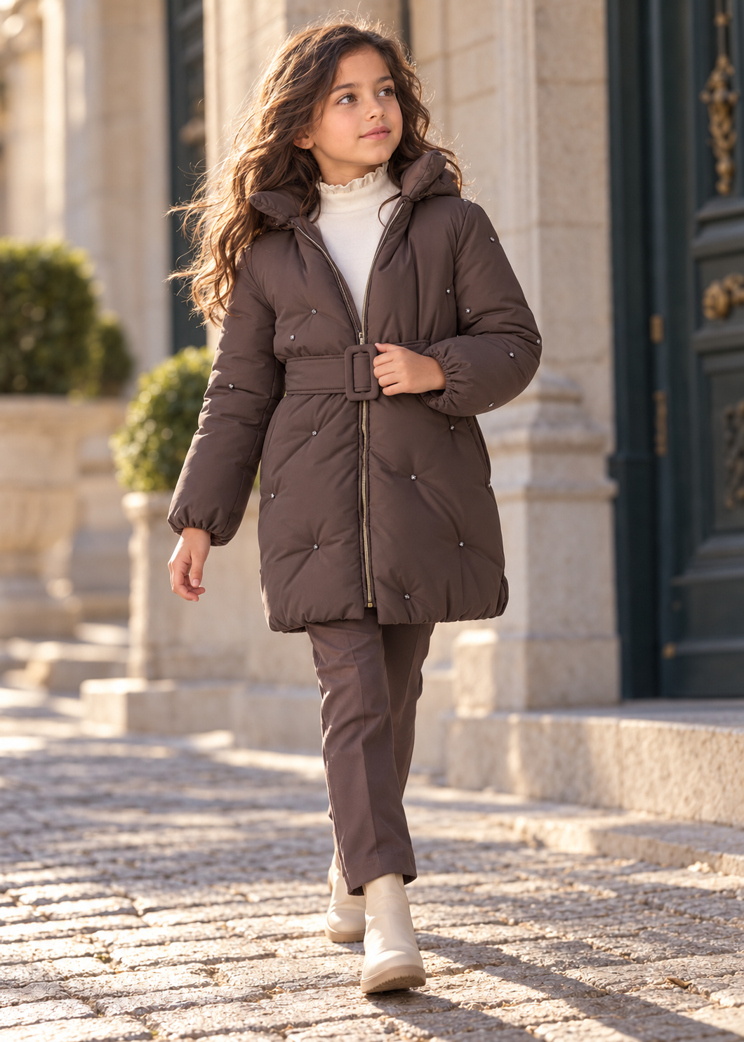 Chaquetón joya topo oscuro para niña Abel & Lula 05815