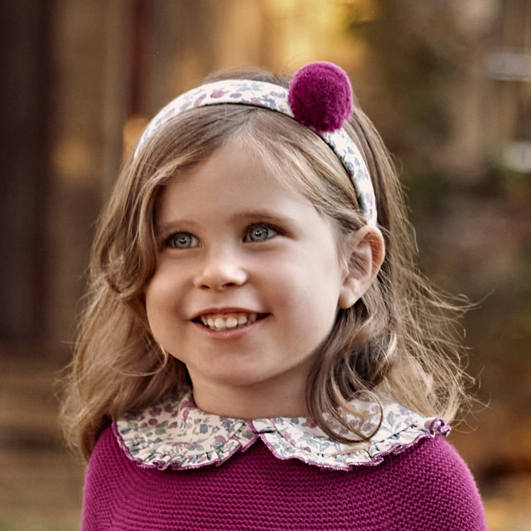 Diadema flores pompon fucsia JULIANA 25739