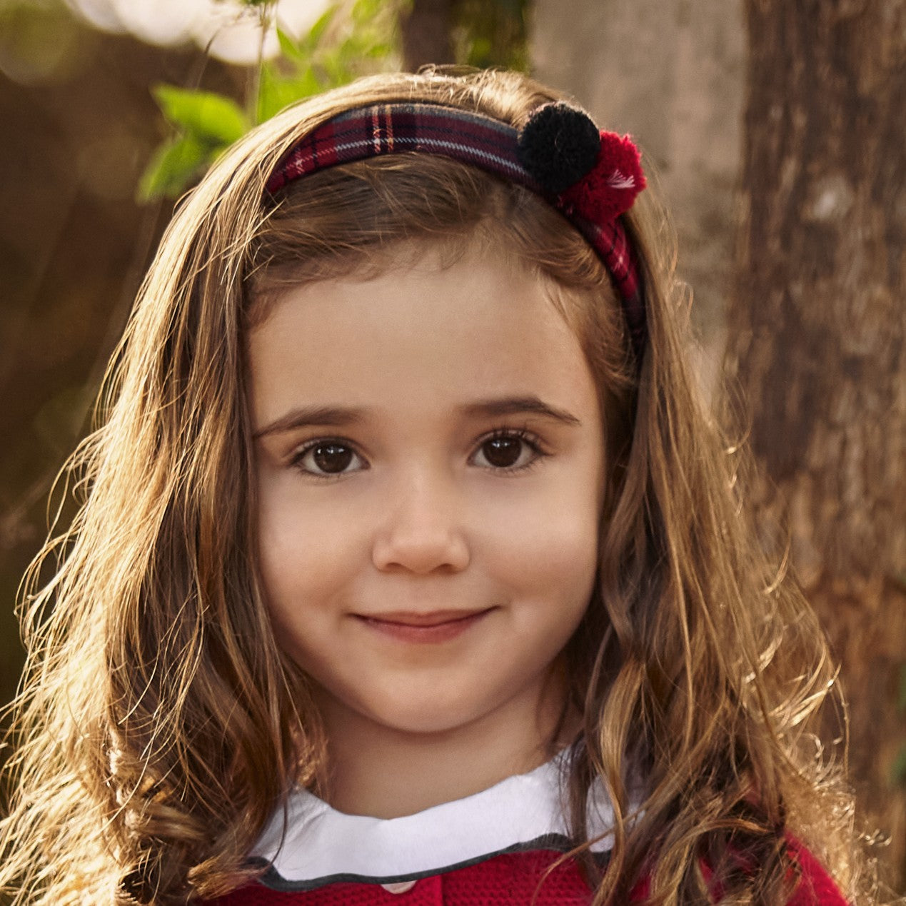 Diadema cuadros 2 pompones rojo JULIANA 25741