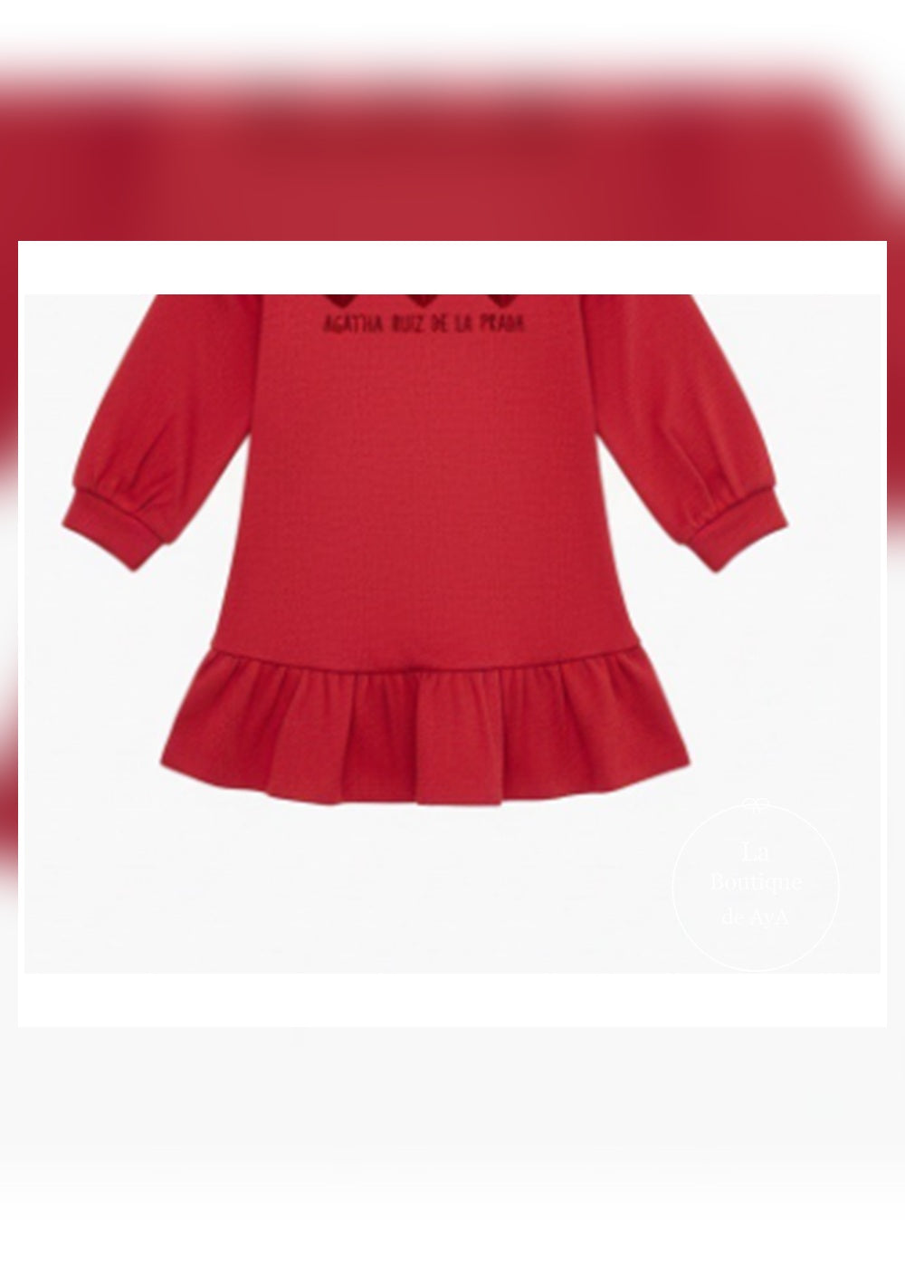 Detalle de mangas y volante del vestido rojo Hearts 8239W26