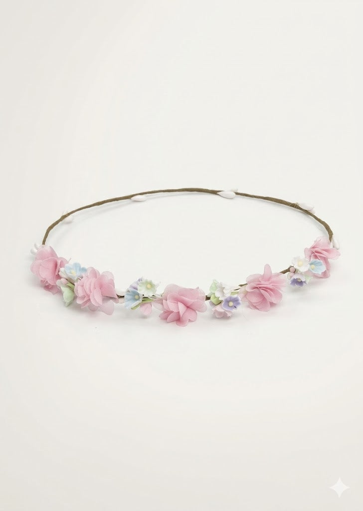 Corona de Flores Niña Ceremonia Rosa Pastel "Pastel Romance" | La Boutique de AyA