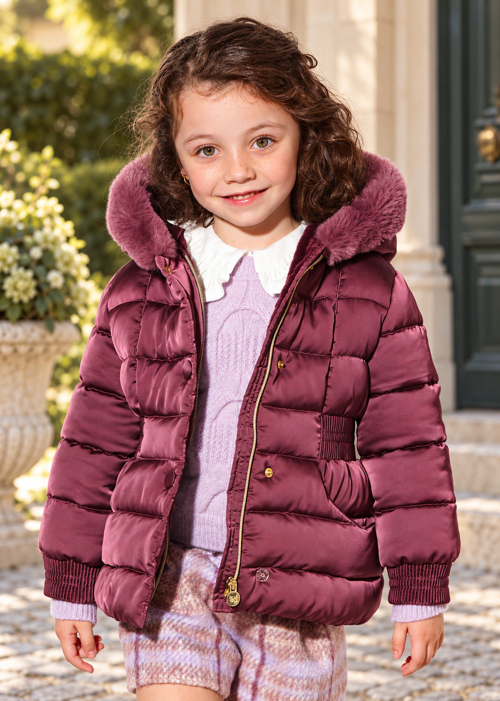 Giaccone corto ciliegia per bambina Abel & Lula 05813