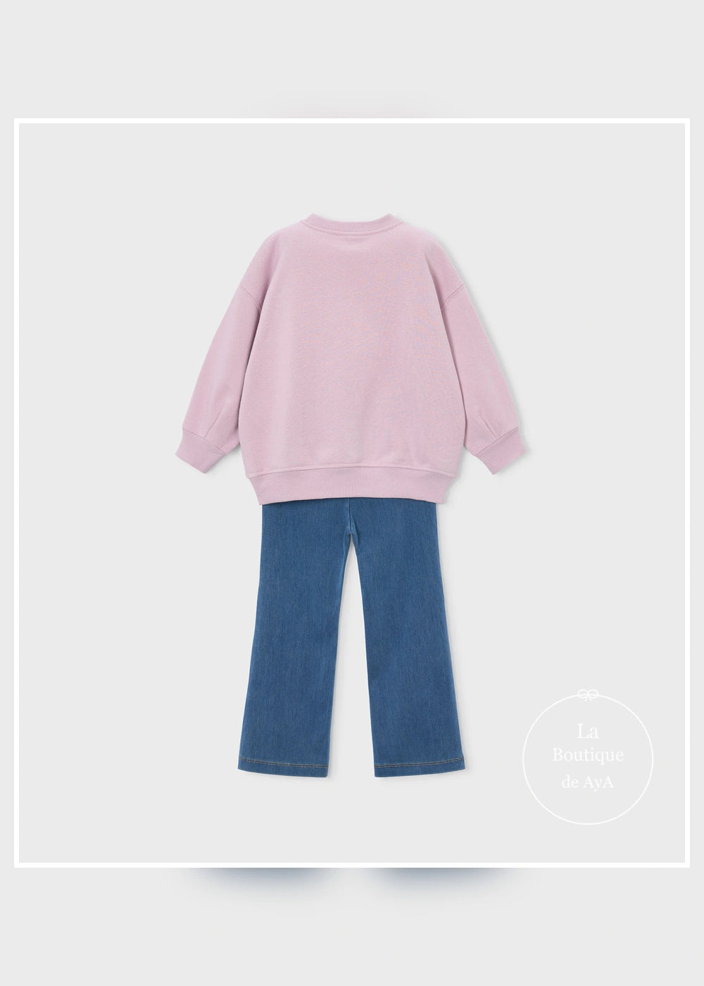 Conjunto sudadera y leggings flare malva niña Mayoral 04732-034. Prendas solas, vista trasera.