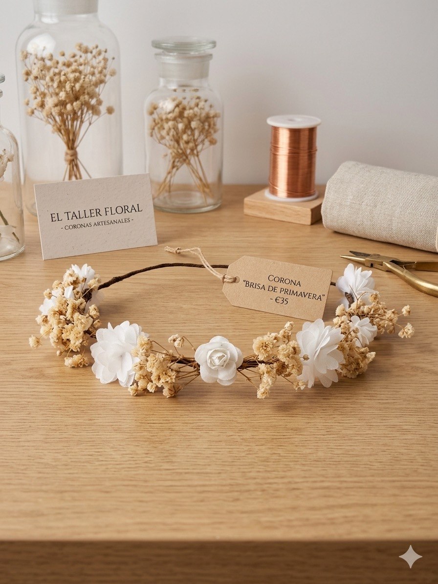 Corona de Flores Niña Ceremonia Blanca "Brisa de Primavera" | La Boutique de AyA 0102