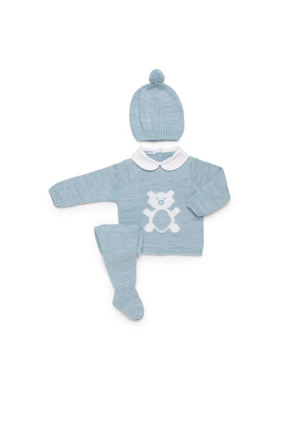Conjunto recién nacido Juliana tres piezas osito y cuello bebé 26562, colección otoño invierno 2026/2027
