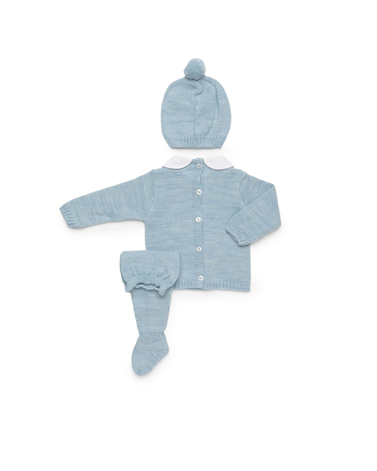Conjunto Juliana 26562 osito y cuello bebé, jersey, polaina y gorrito 2