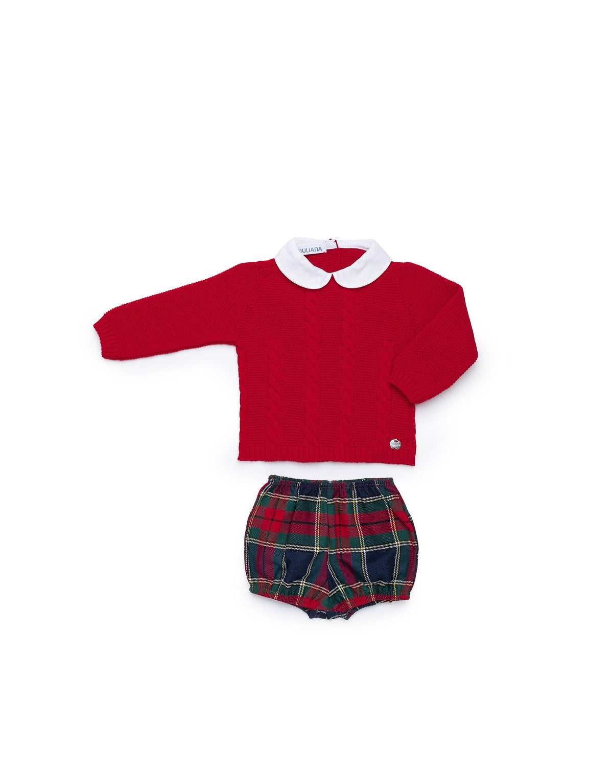 Conjunto bebé niño Juliana trenzas y cuadros 26584, prendas coordinadas, otoño invierno 2026/27