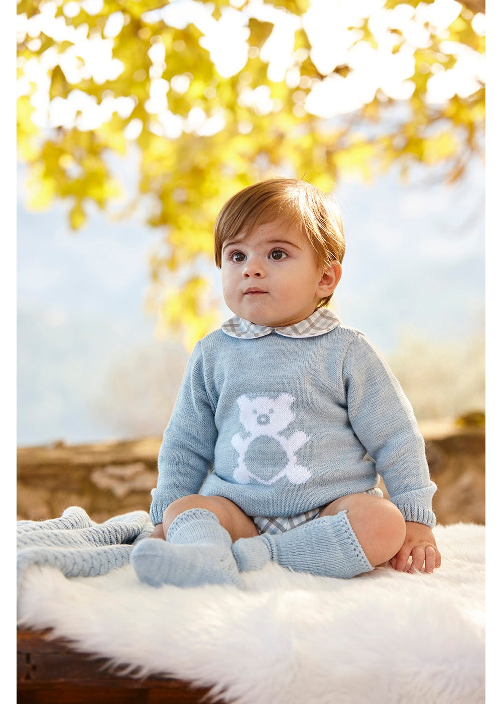 Conjunto bebé niño Juliana cuadritos y oso 26585, colección otoño invierno 2026/2027