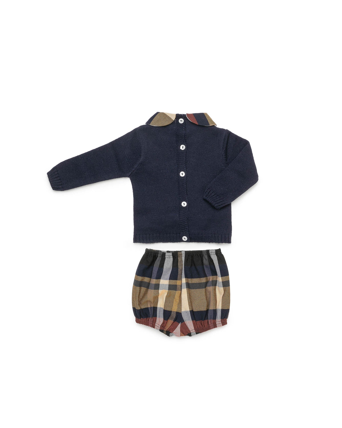 Conjunto bebé niño Juliana cuadros oso con pajarita 26587, detalle de acabados, otoño invierno 2026/27