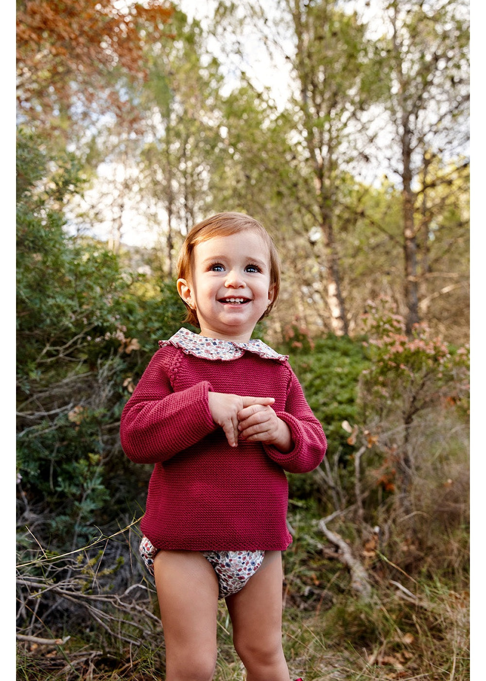 Conjunto niña Juliana braga de flores y cuello volante 26602, colección otoño invierno 2026/2027