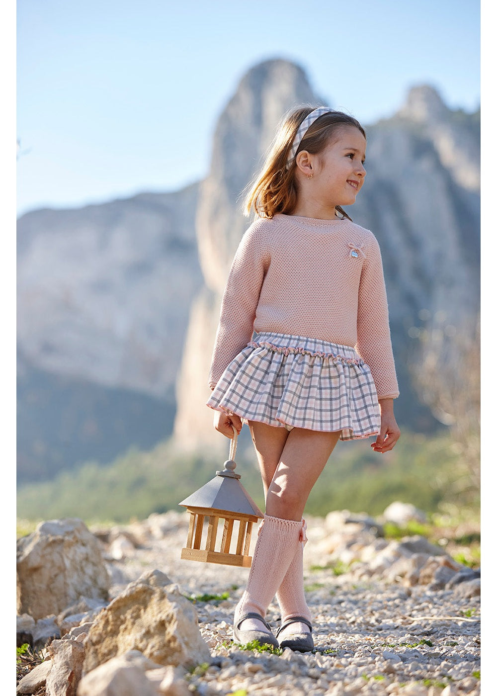 Conjunto bebé niña Juliana braga de cuadritos y volantes 26609, colección otoño invierno 2026/2027