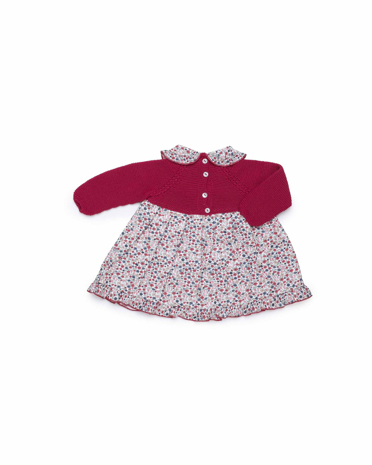 Vestido niña Juliana punto y flores 26649, detalle de acabados, otoño invierno 2026/27