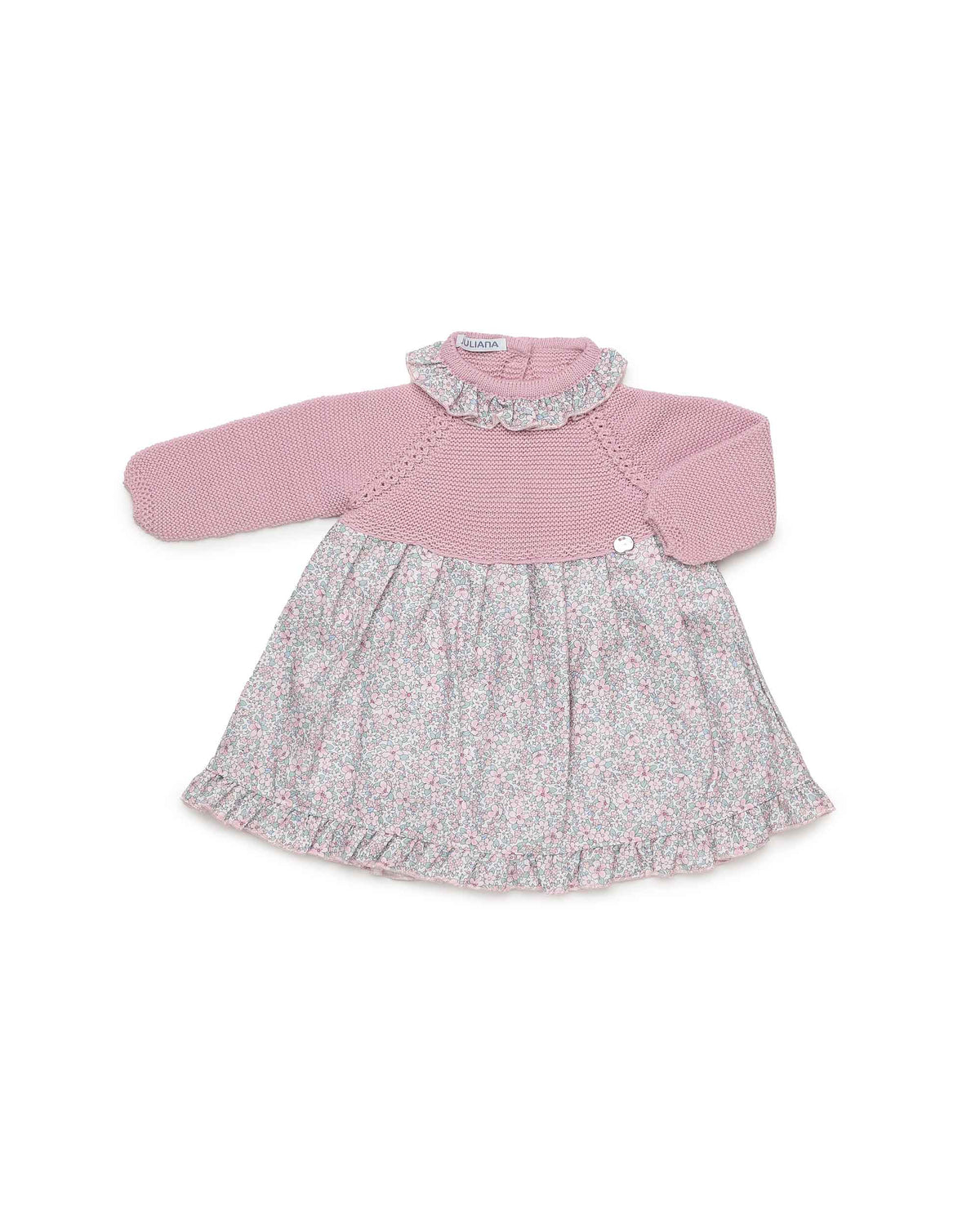 Vestido bebé niña Juliana punto y florecitas 26652, prenda coordinada, otoño invierno 2026/27