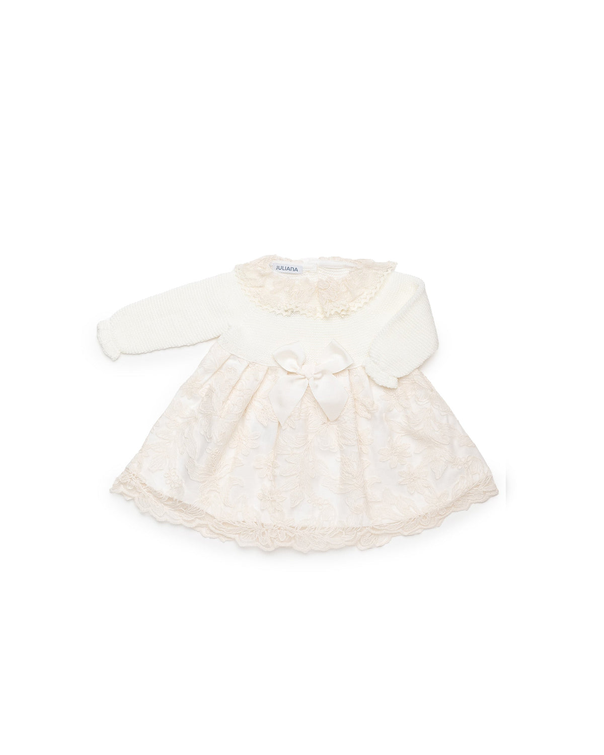 Vestido bebé niña Juliana punto y encaje 26658, prenda coordinada, otoño invierno 2026/27