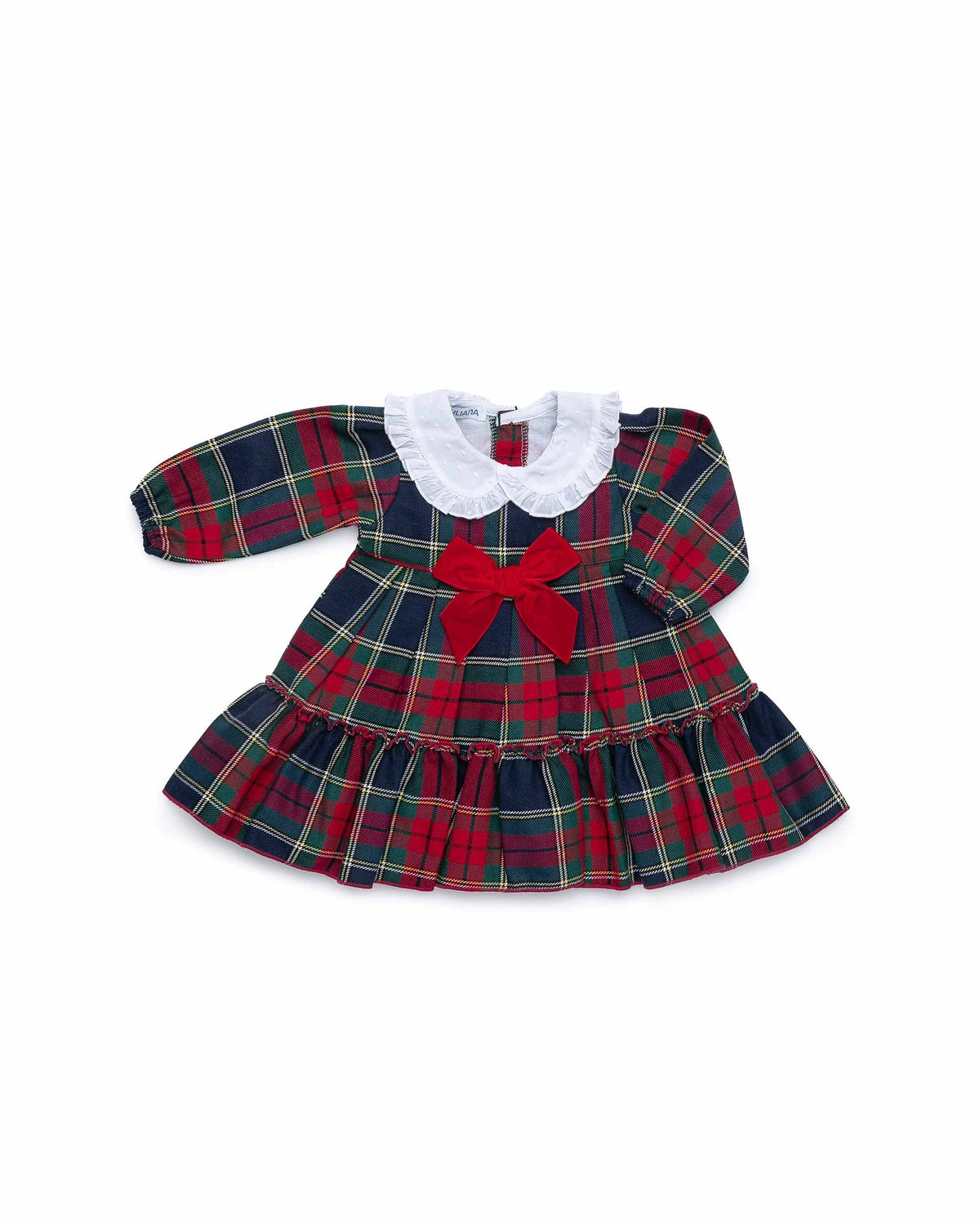 Vestido bebé niña Juliana cuadros y cuello de plumeti 26668, prenda coordinada, otoño invierno 2026/27