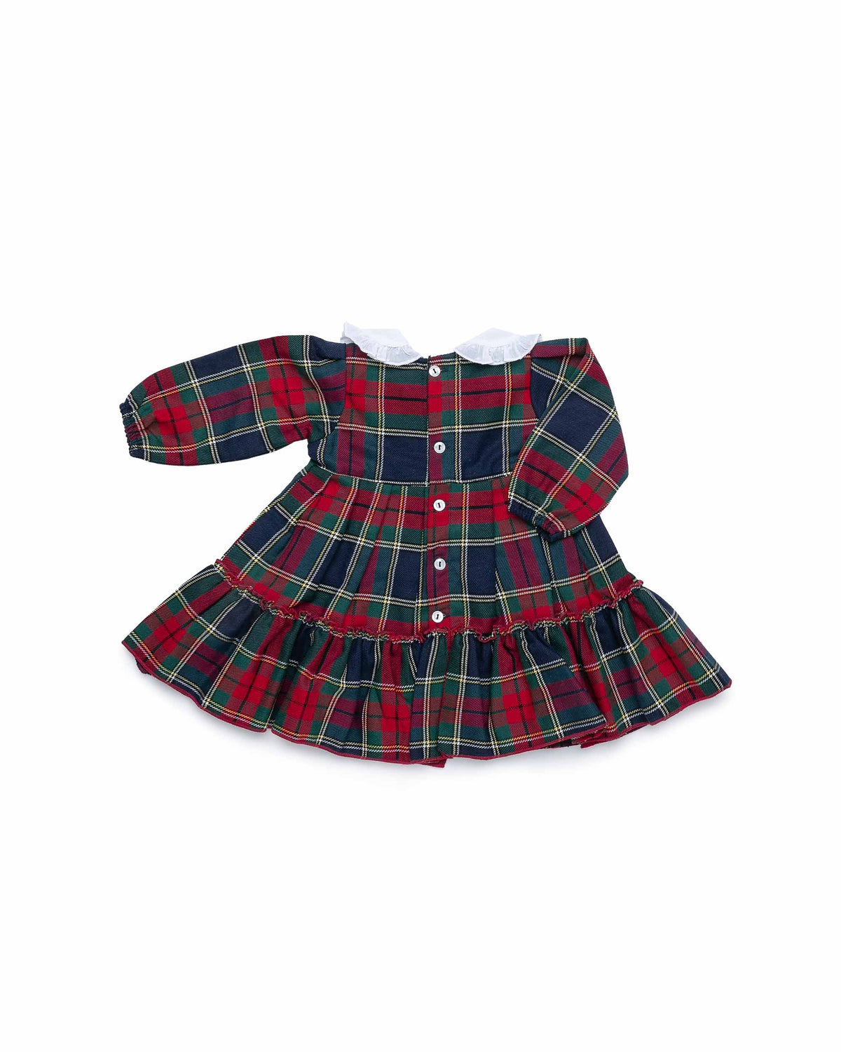 Vestido bebé niña Juliana cuadros y cuello de plumeti 26668, detalle de acabados, otoño invierno 2026/27
