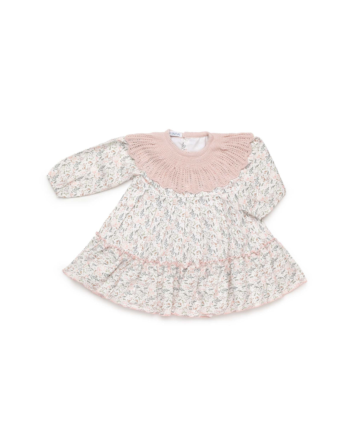 Vestido bebé niña Juliana ramitas y dos volantes 26669, prenda coordinada, otoño invierno 2026/27
